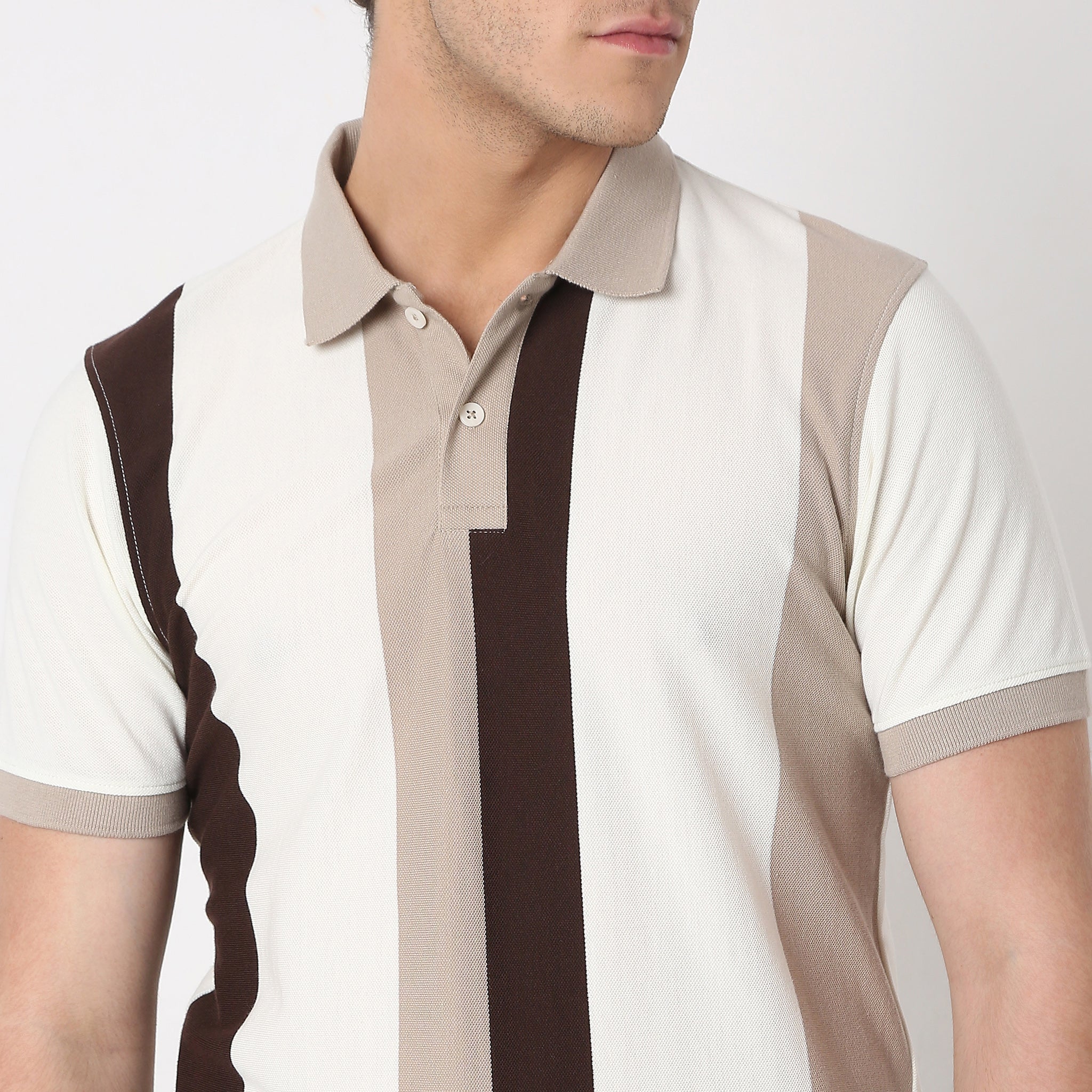 Weekend Polo™ - Exclusive Vertical Stripes Pattern Regular Fit Polo T-Shirt - Image 4