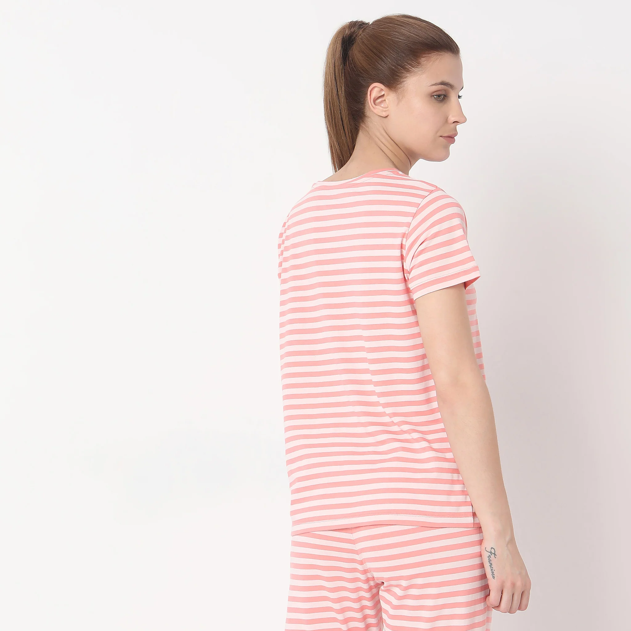 Knitted Striped Lounge T-Shirt - Image 3