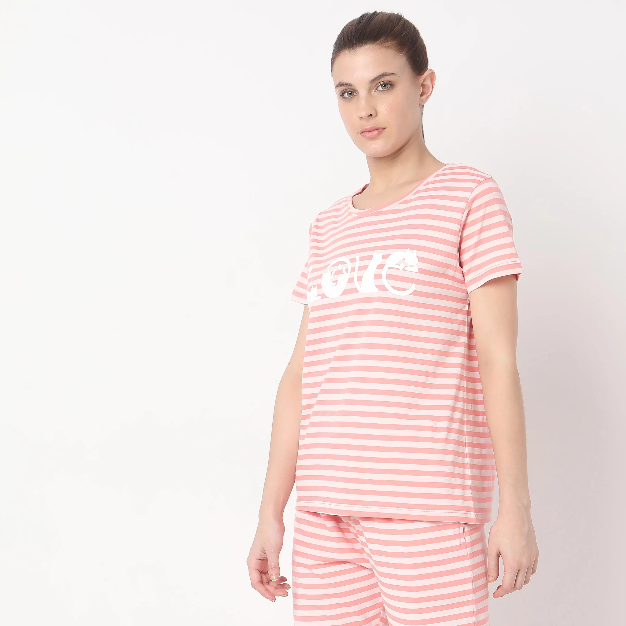 Knitted Striped Lounge T-Shirt - Image 5