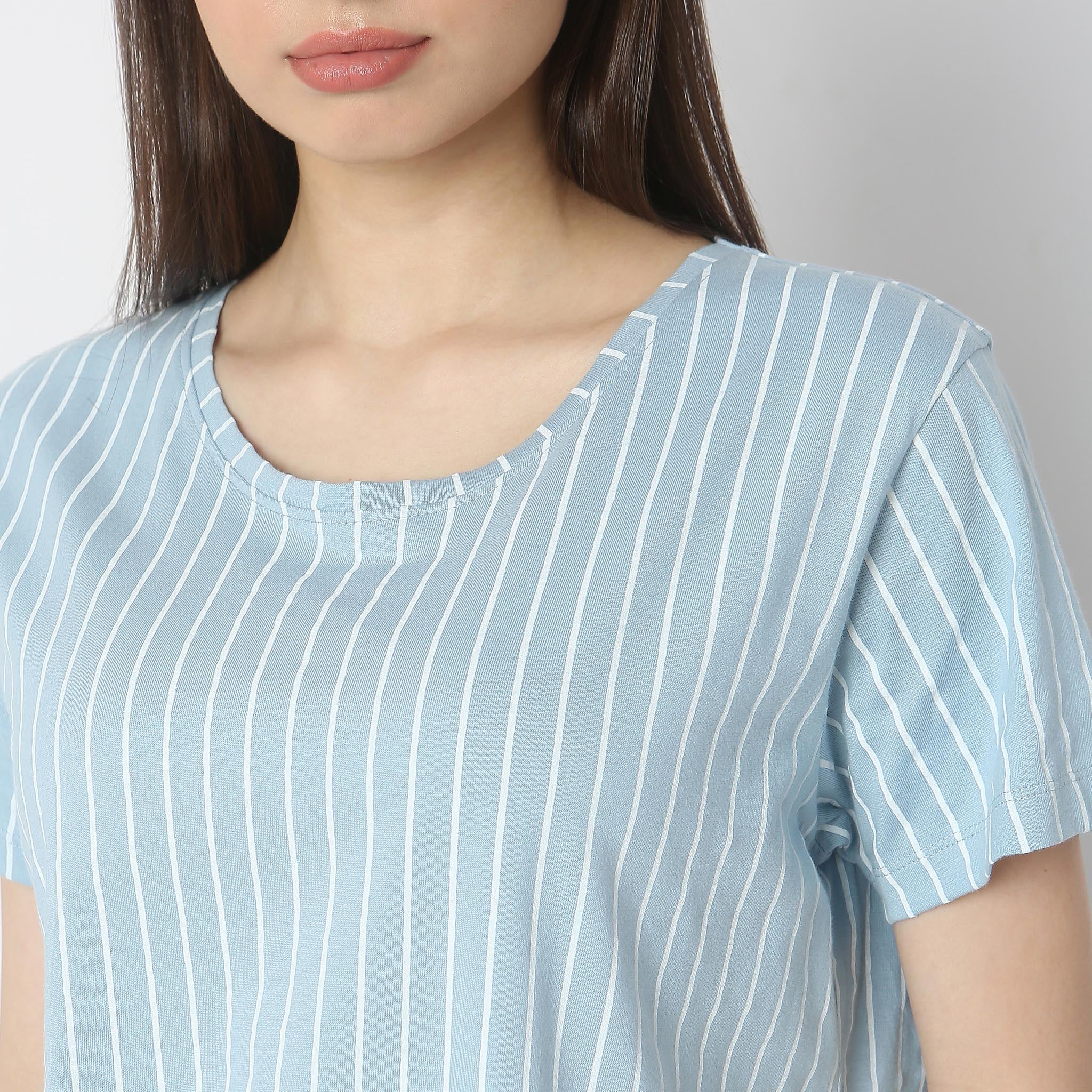 Knitted Striped Lounge T-Shirt - Image 4