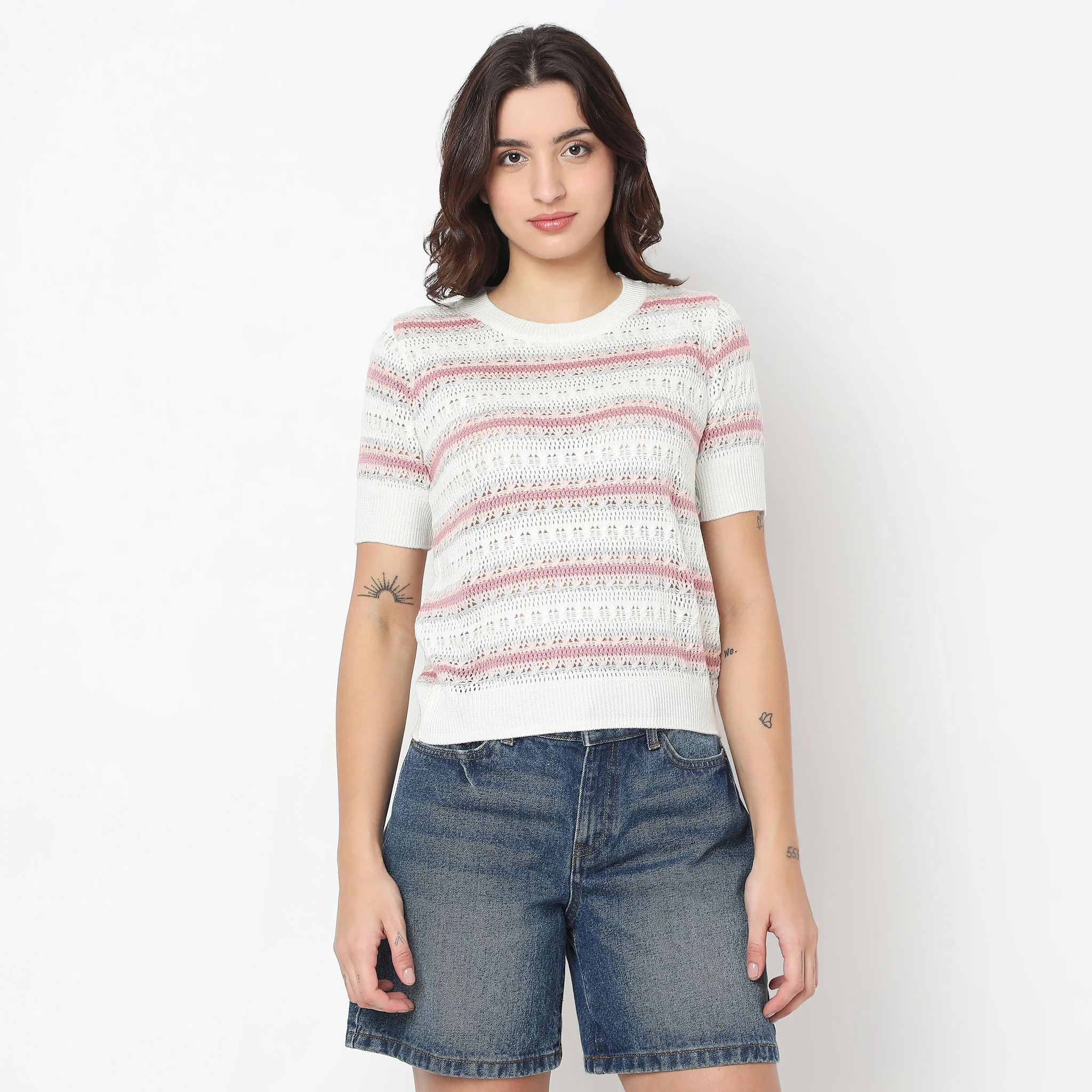 Regular Fit Striped Sweat Tees - Image 2