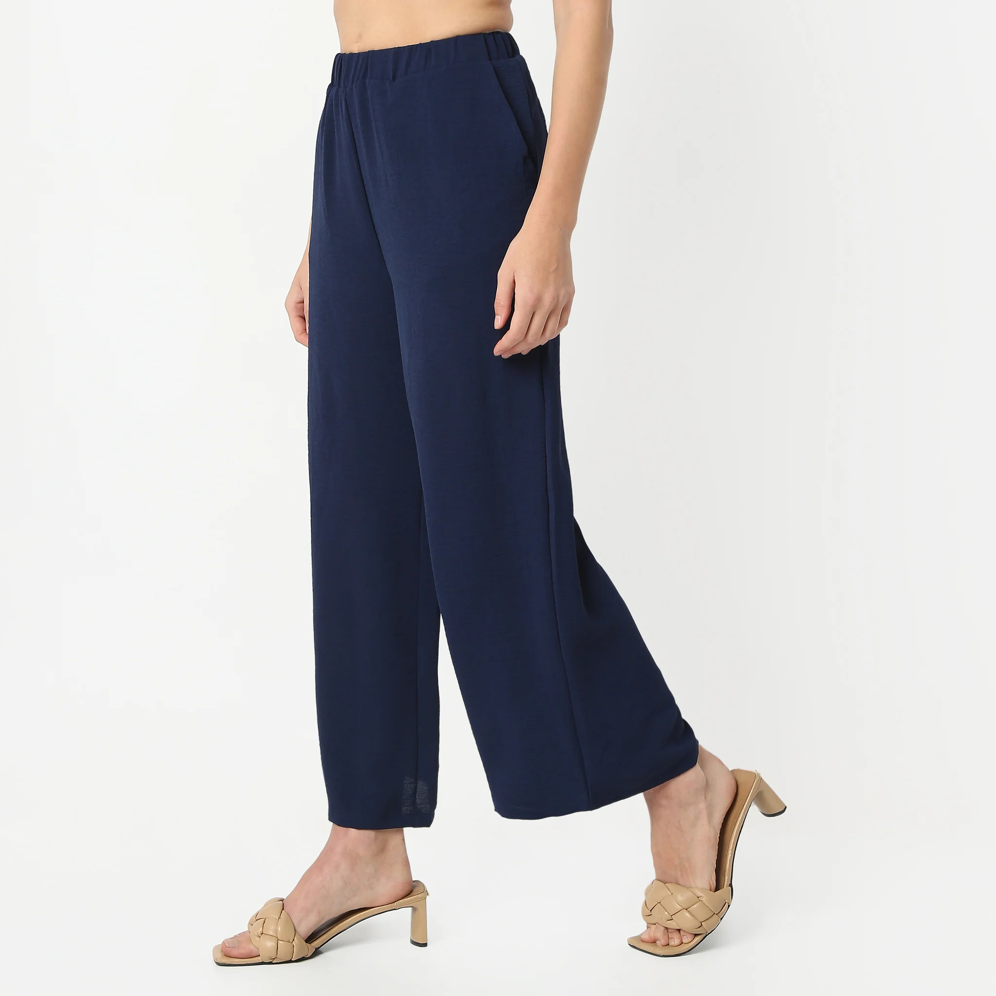 Structured Ankle Length Mid Rise Palazzos - Image 10