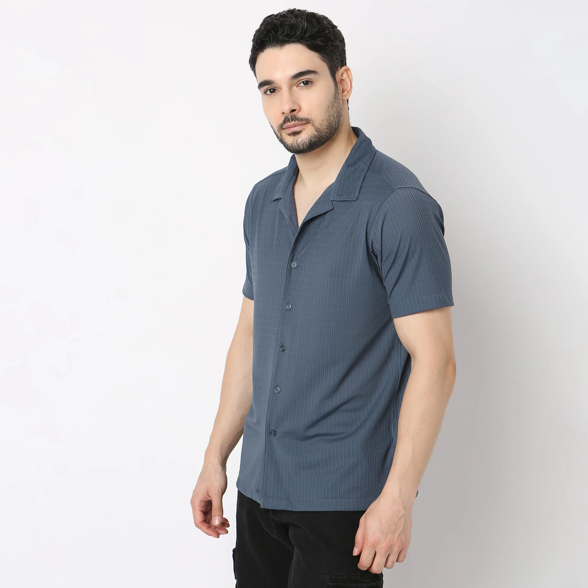 BAE Shirt™ - Luxury Blend of Super Soft Nylon & E-fast® Stretch - Micro Dobby Structure - Cuban Collar - Slim Fit Shirt - Image 4