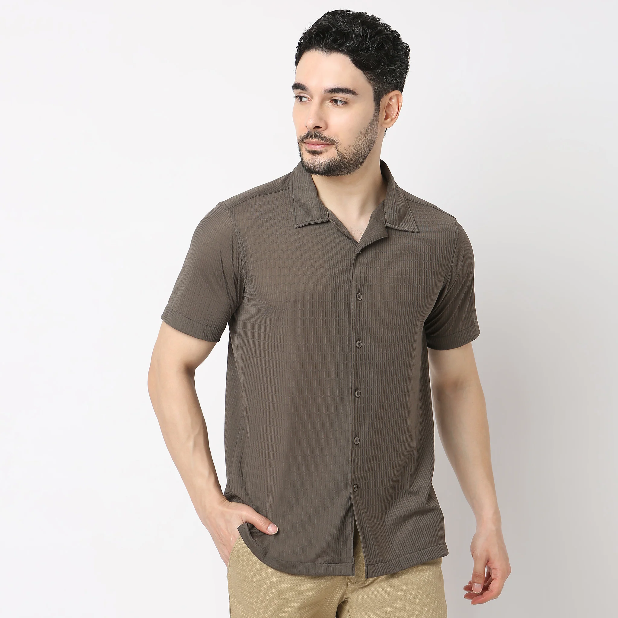 BAE Shirt™ - Luxury Blend of Super Soft Nylon & E-fast® Stretch - Micro Dobby Structure - Cuban Collar - Slim Fit Shirt - Image 7