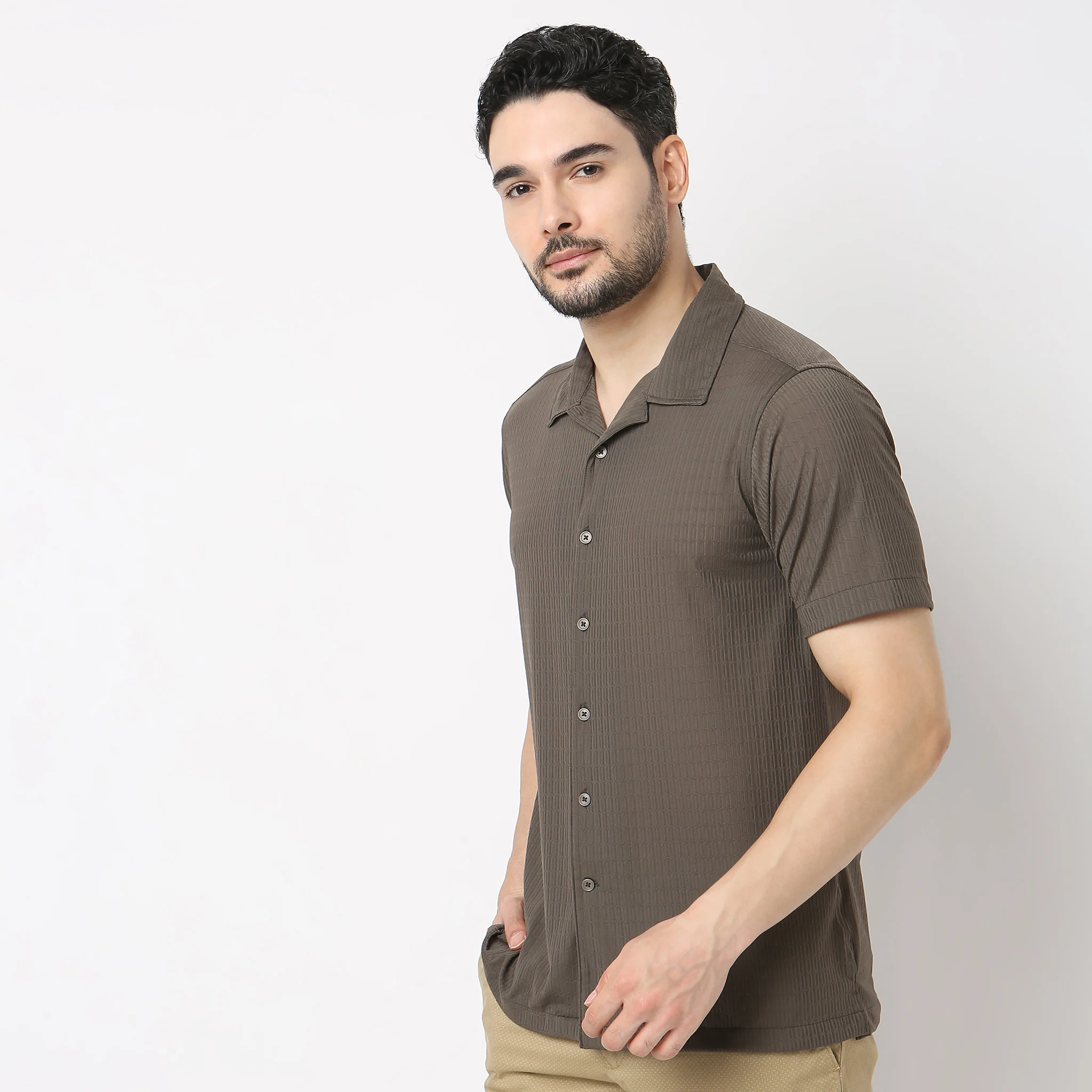 BAE Shirt™ - Luxury Blend of Super Soft Nylon & E-fast® Stretch - Micro Dobby Structure - Cuban Collar - Slim Fit Shirt - Image 9