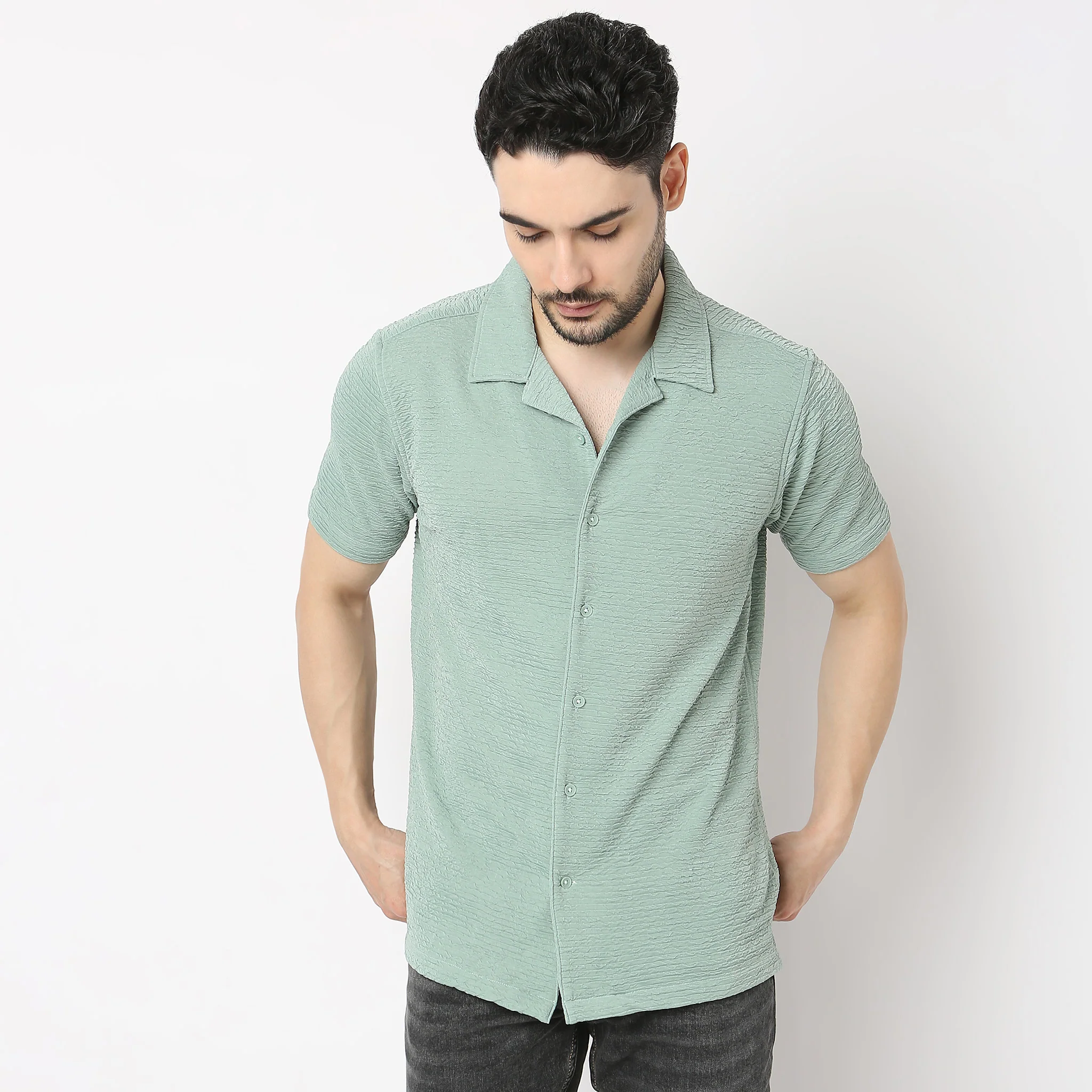 BAE Shirt™ - Luxury Blend of Super Soft Nylon & E-fast® Stretch - Micro Dobby Structure - Cuban Collar - Slim Fit Shirt - Image 7