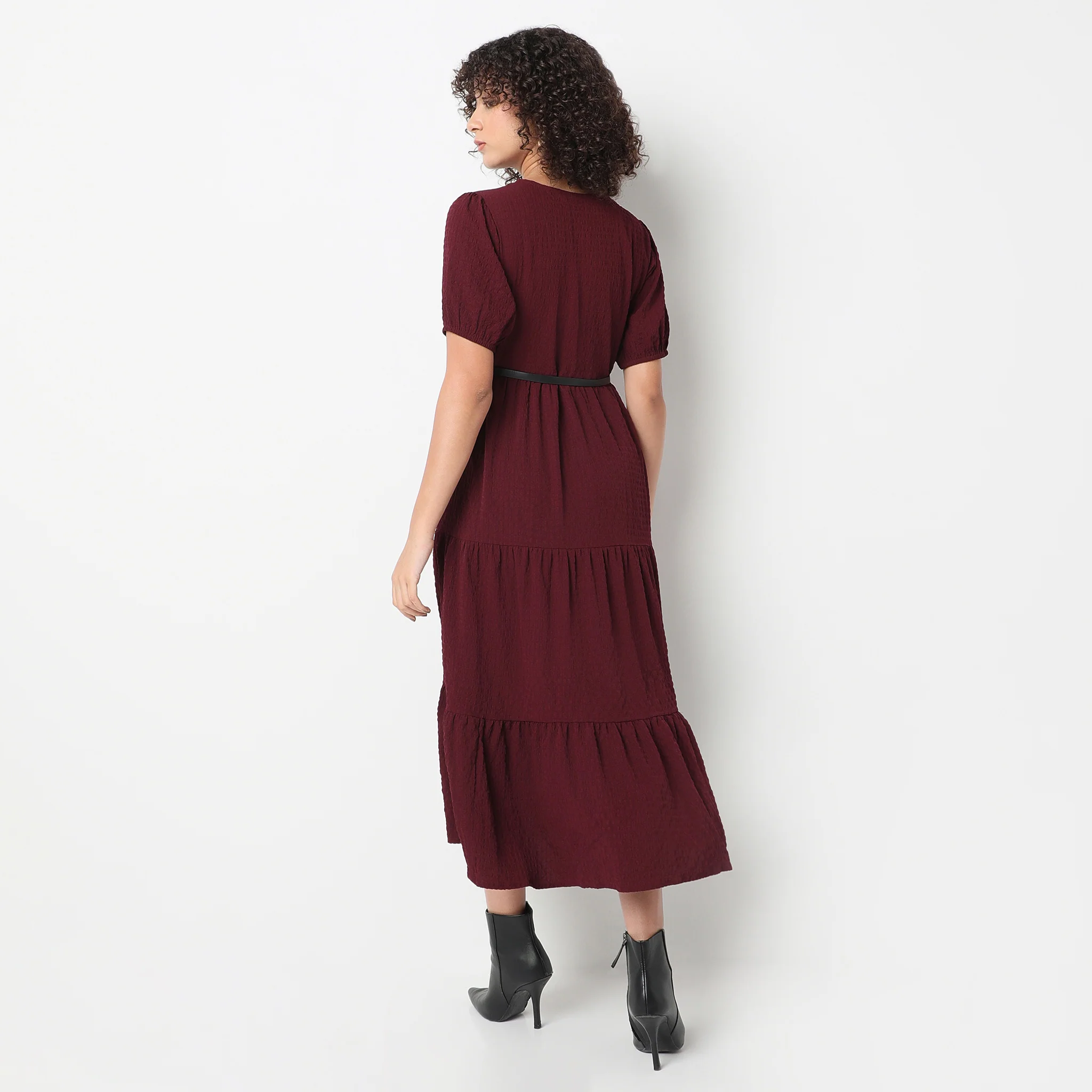 Flare Fit Structured Round Neck Dress - Image 8
