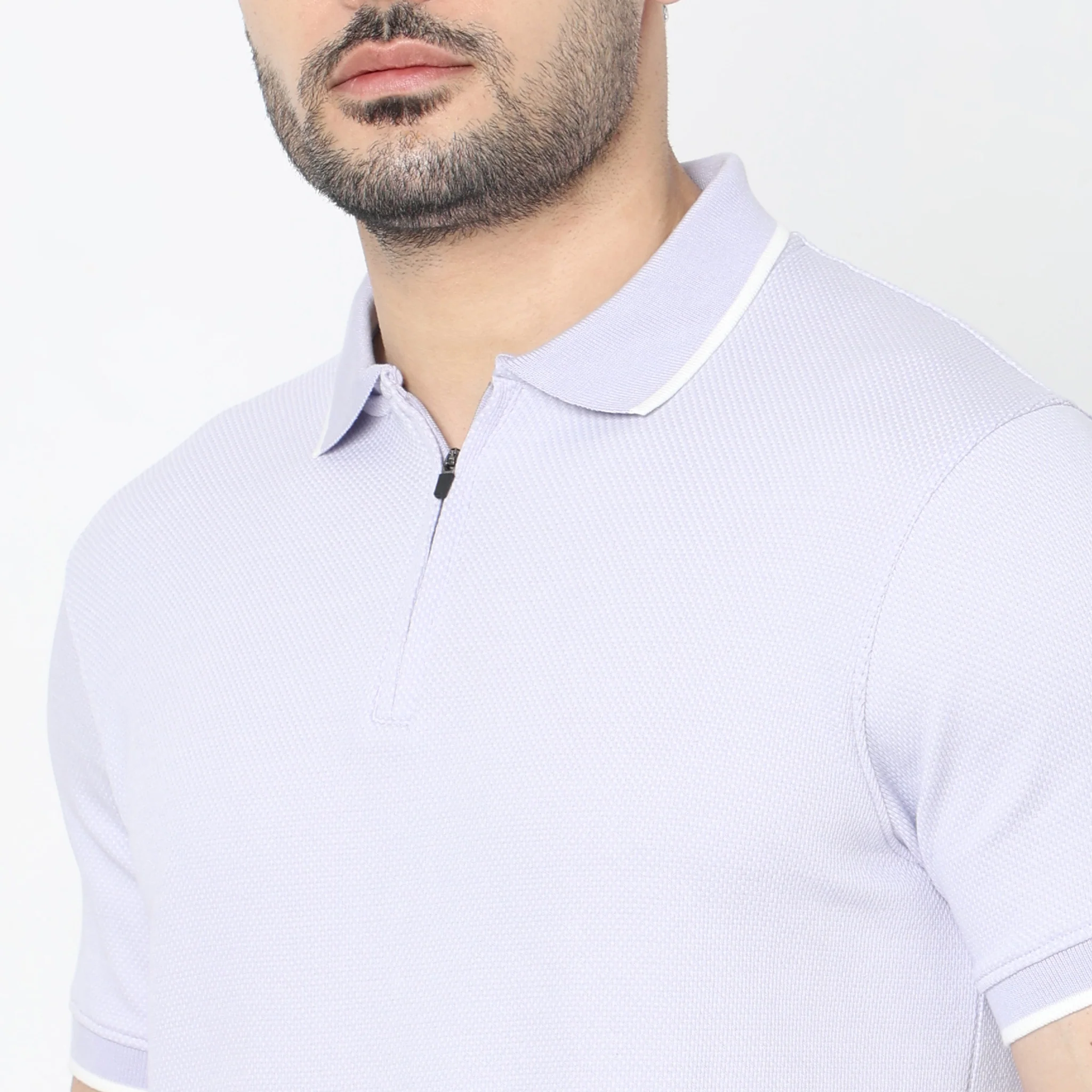 Smart Polo® - Micro Diamond Pop Structure - Zip Neck - Regular Fit Polo T-Shirt - Image 25