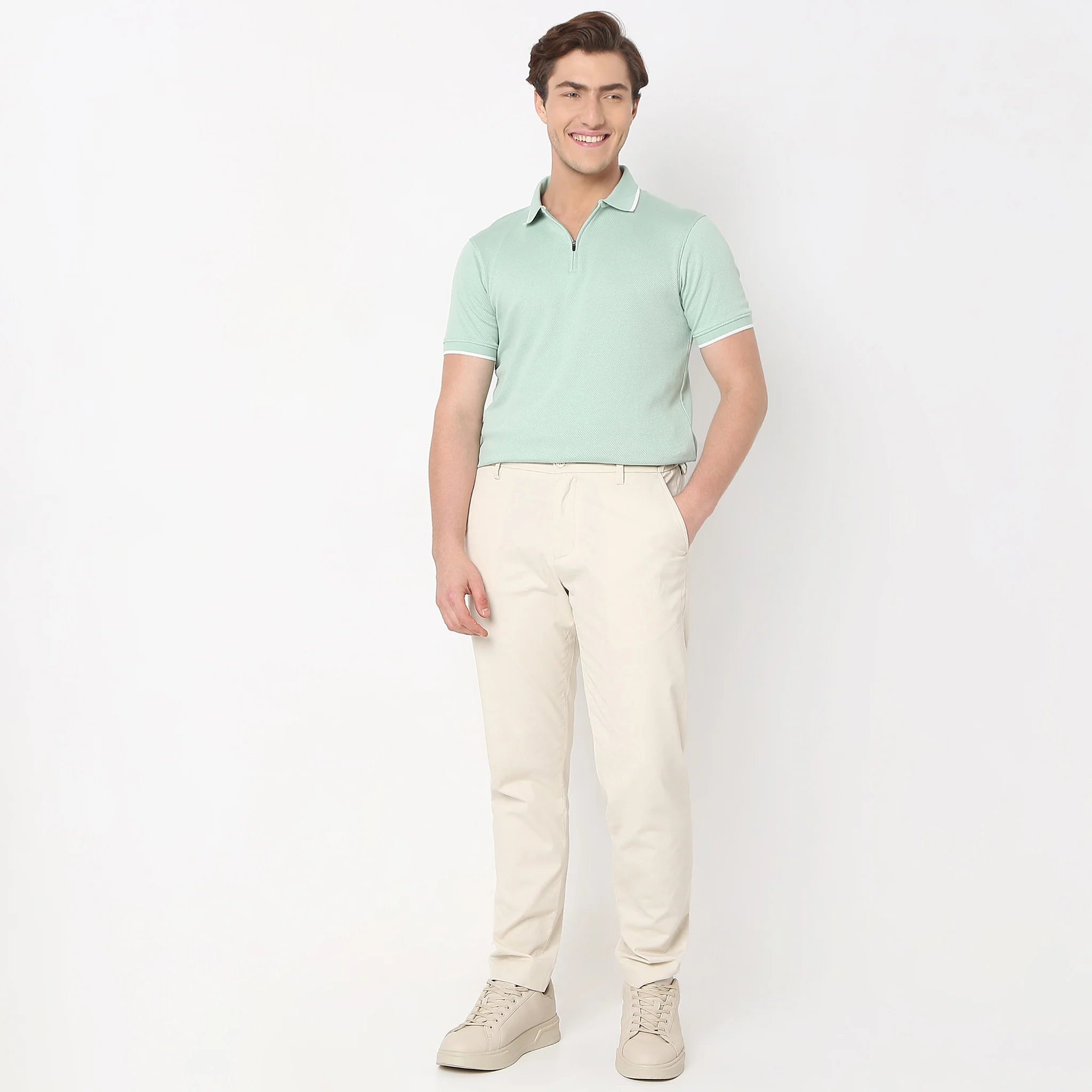 Smart Polo® - Micro Diamond Pop Structure - Zip Neck - Regular Fit Polo T-Shirt - Image 26