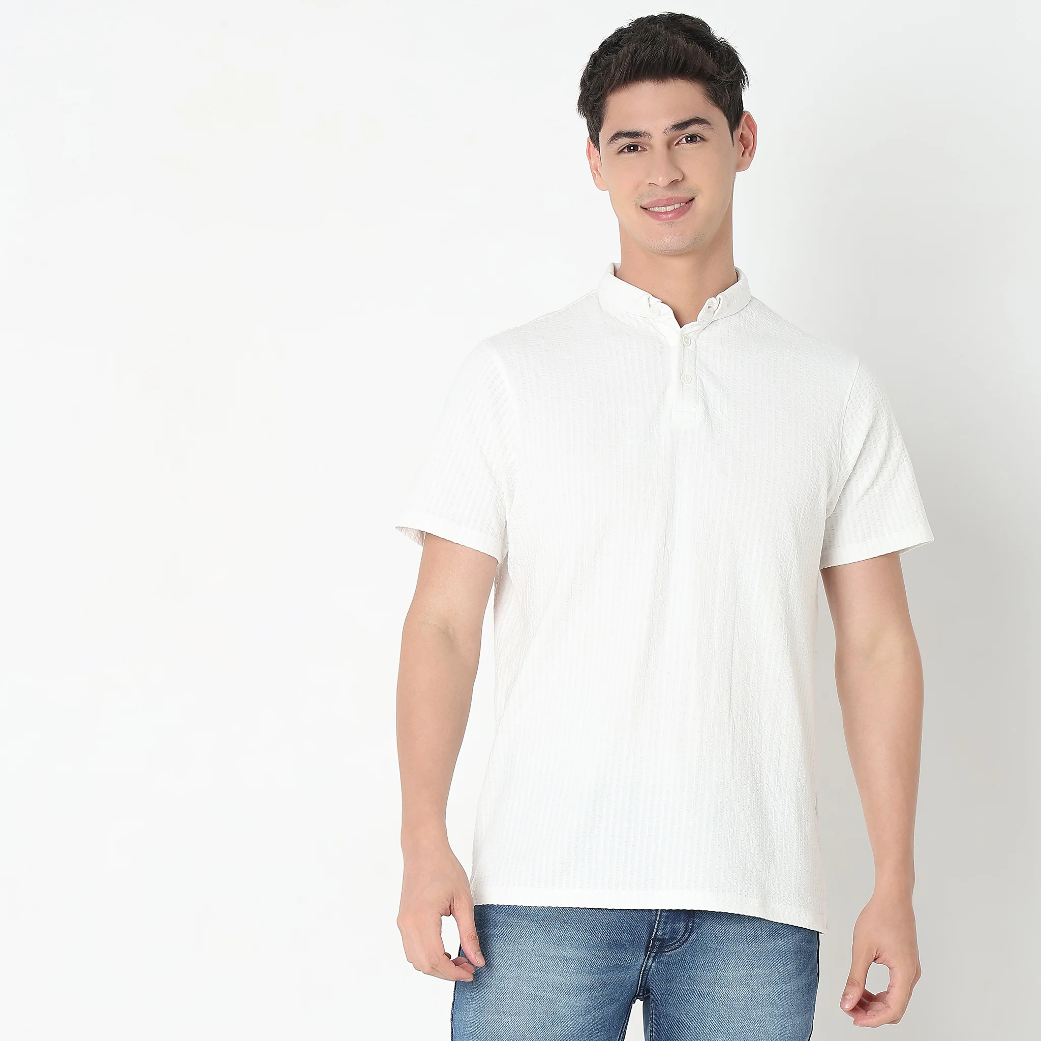 Knitted Structured Polo T-Shirt - Image 2