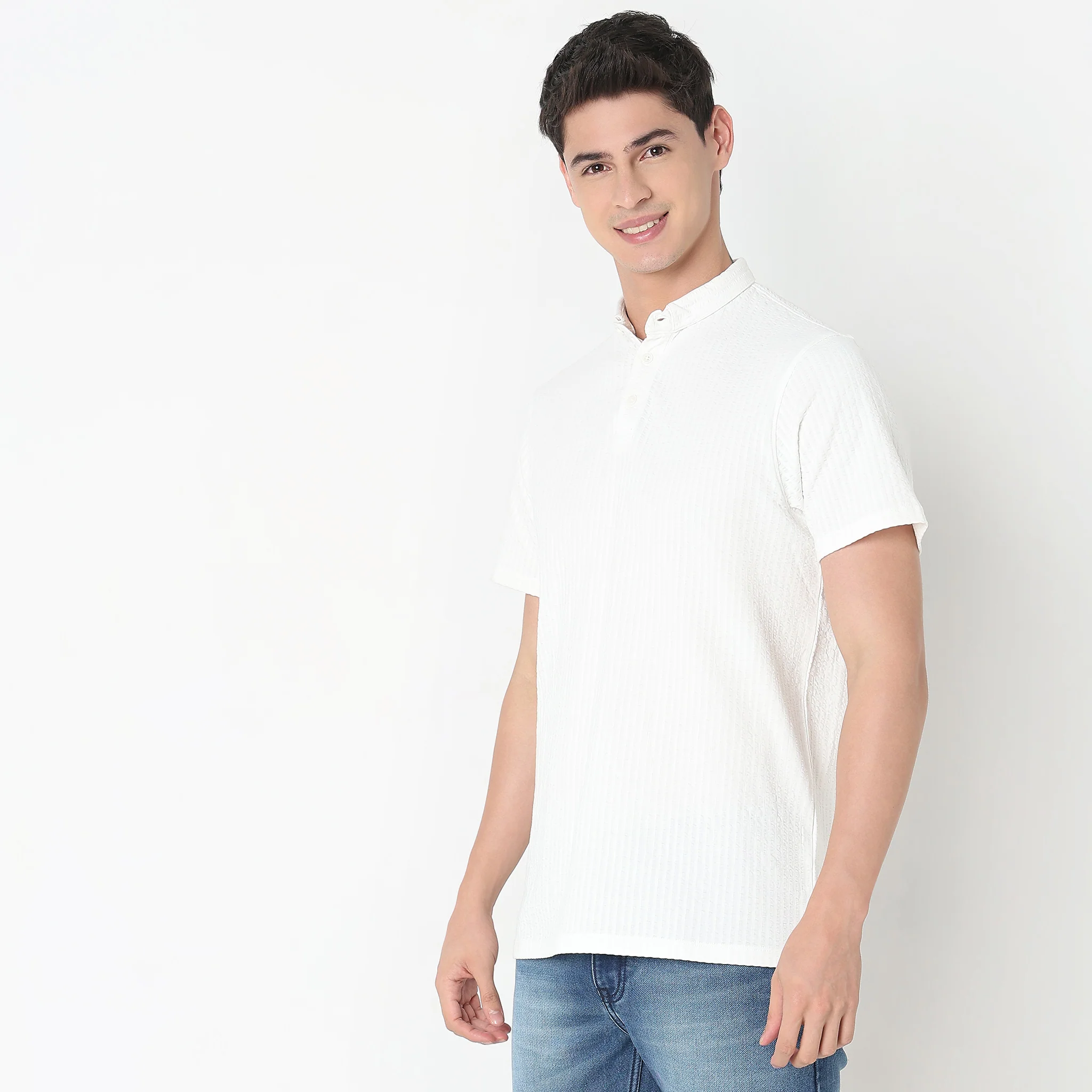 Knitted Structured Polo T-Shirt - Image 4
