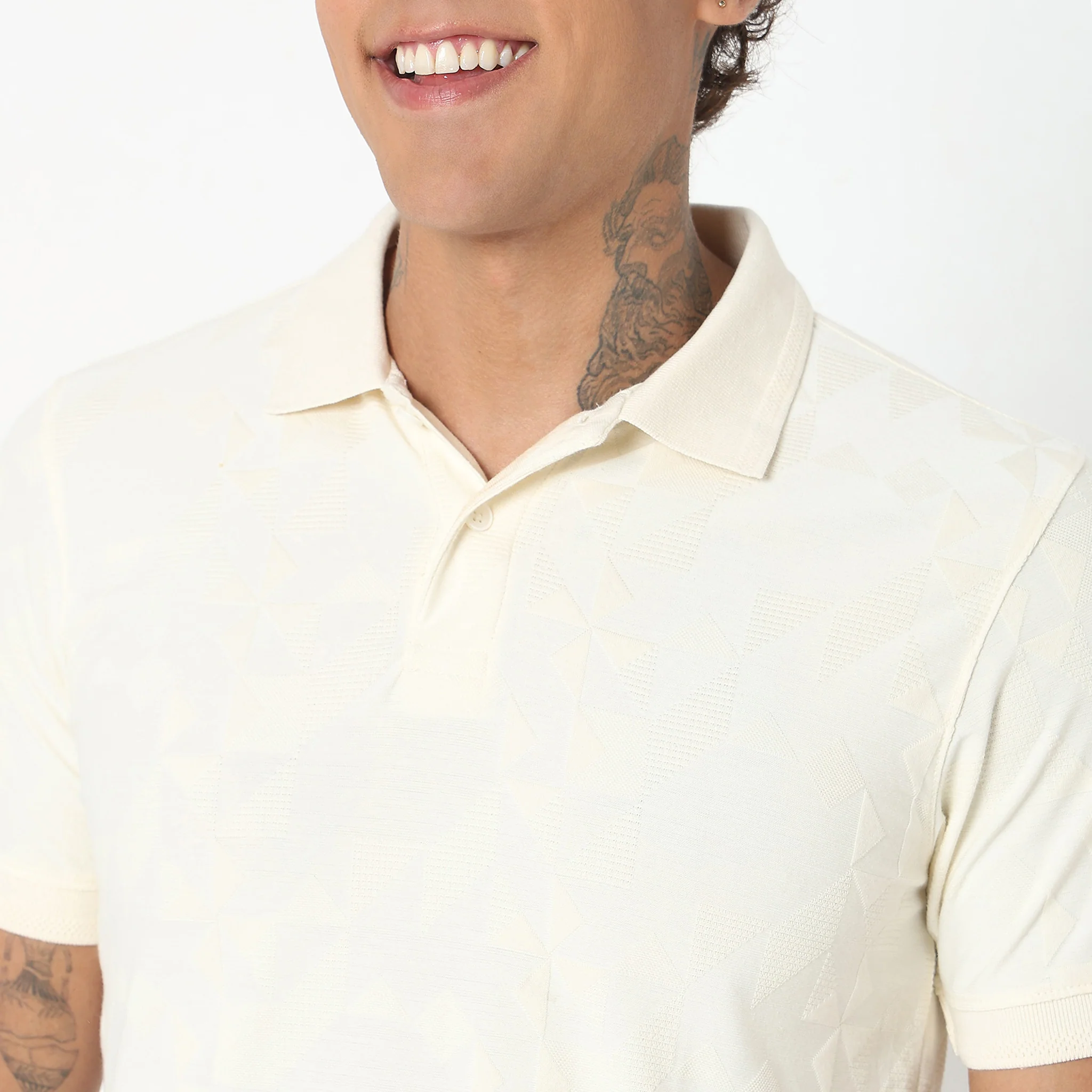 Hand Knit Jersey™ Transfer Jacquard 3D Structure Regular Fit Polo T-Shirt - E-Fast Stretch Super Soft and Comfortable - Image 20