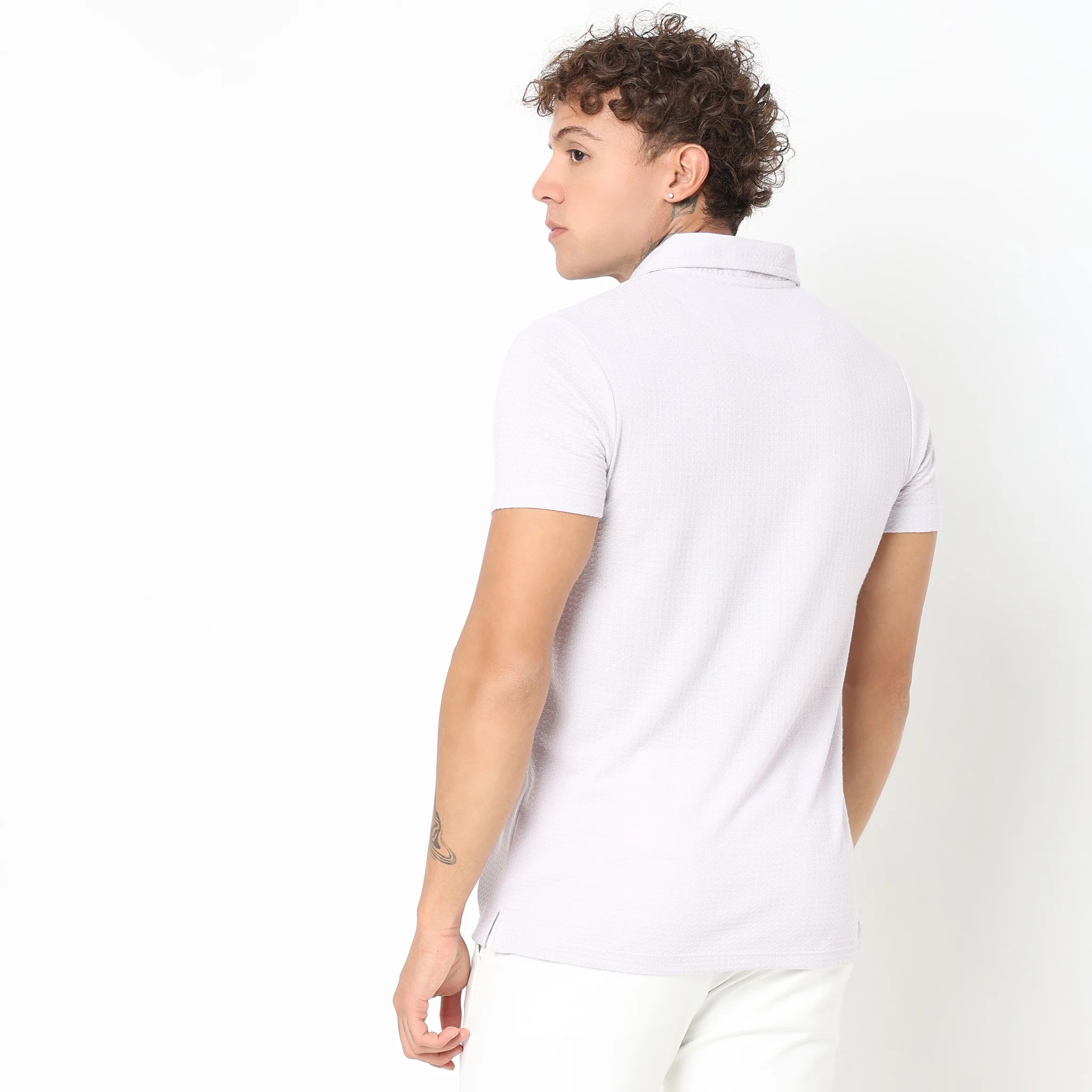 Knitted Structured Polo T-Shirt - Image 13