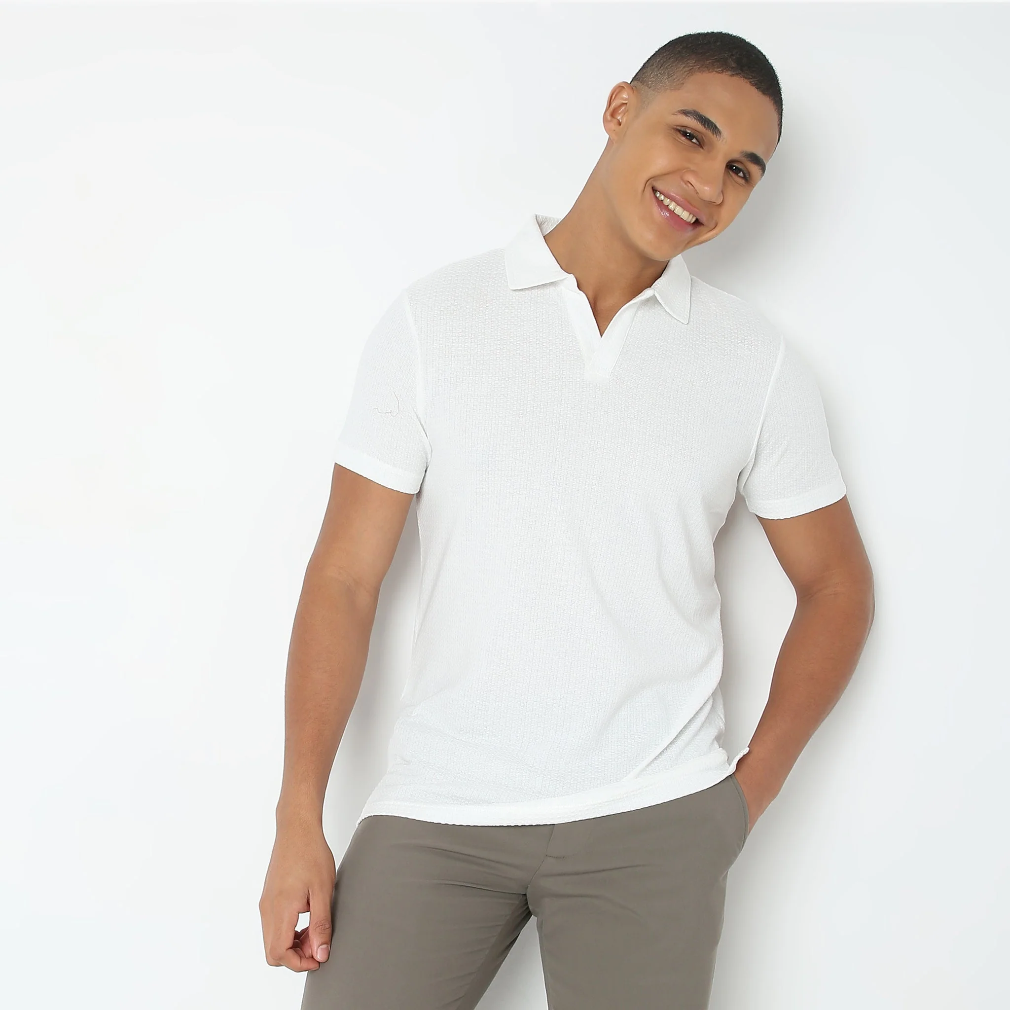 Knitted Structured Polo T-Shirt - Image 7