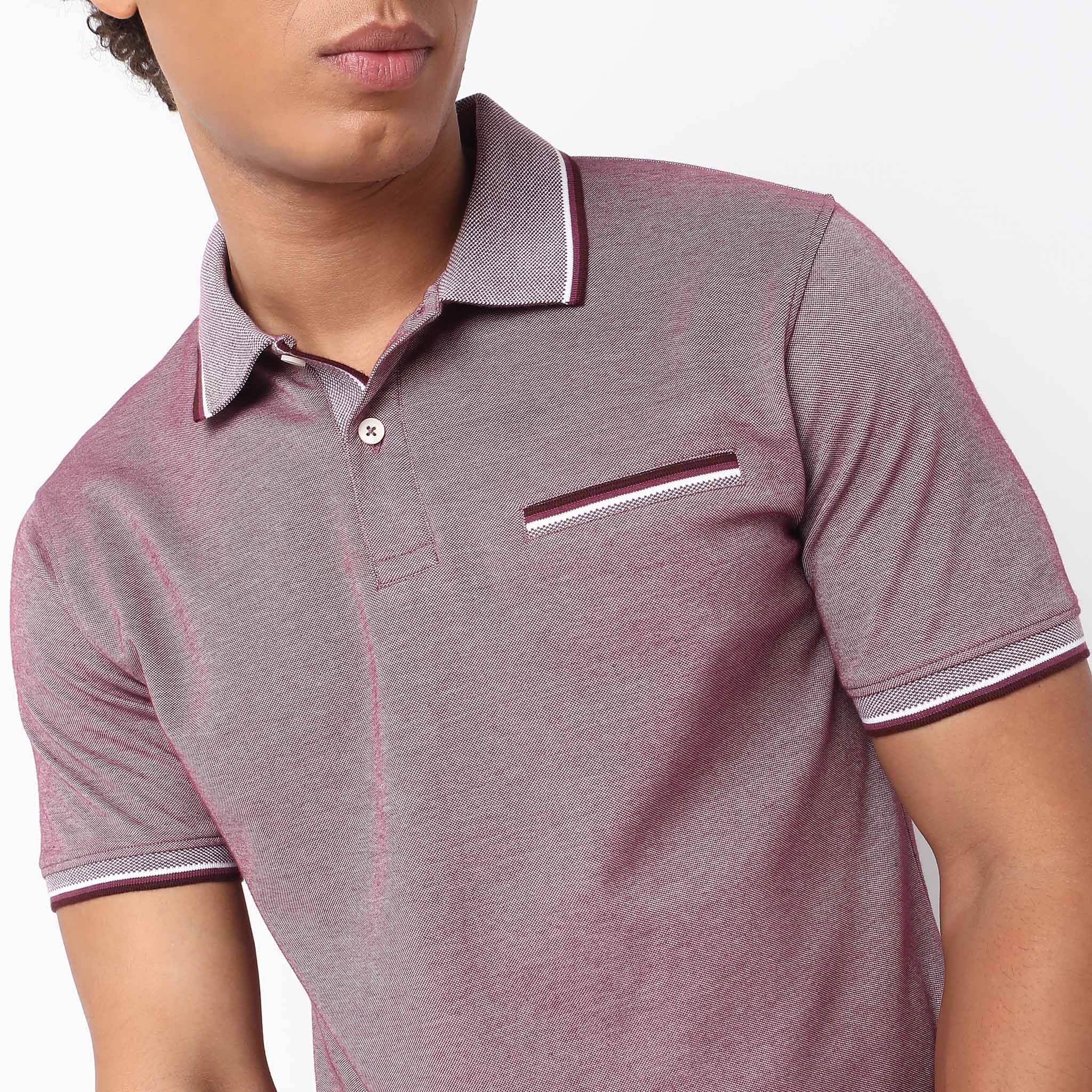 Persona™ Cotton Rich Micro Structure Bone Pocket Regular Fit Polo T-Shirt - Image 10