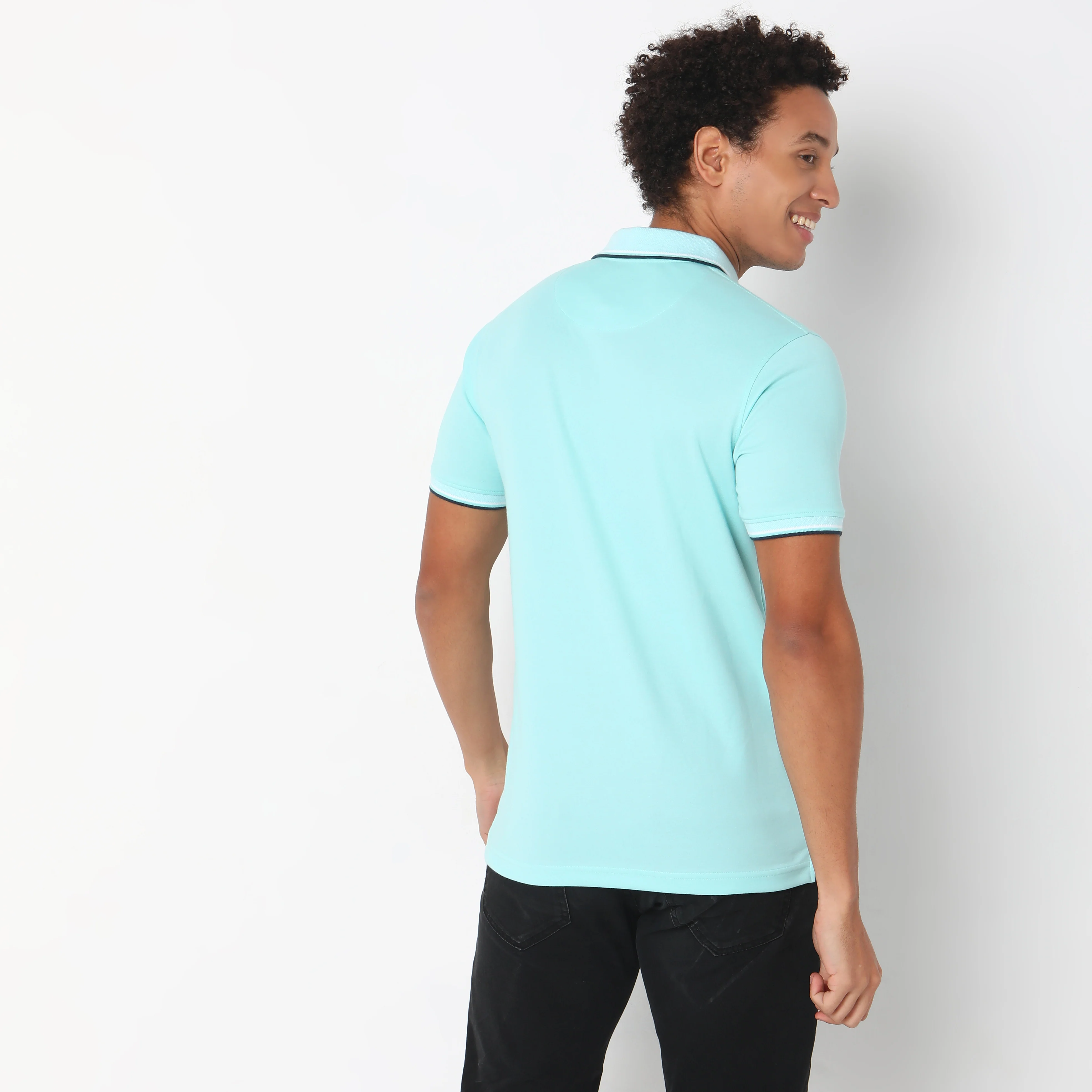 Persona™ Cotton Rich Micro Structure Bone Pocket Regular Fit Polo T-Shirt - Image 13