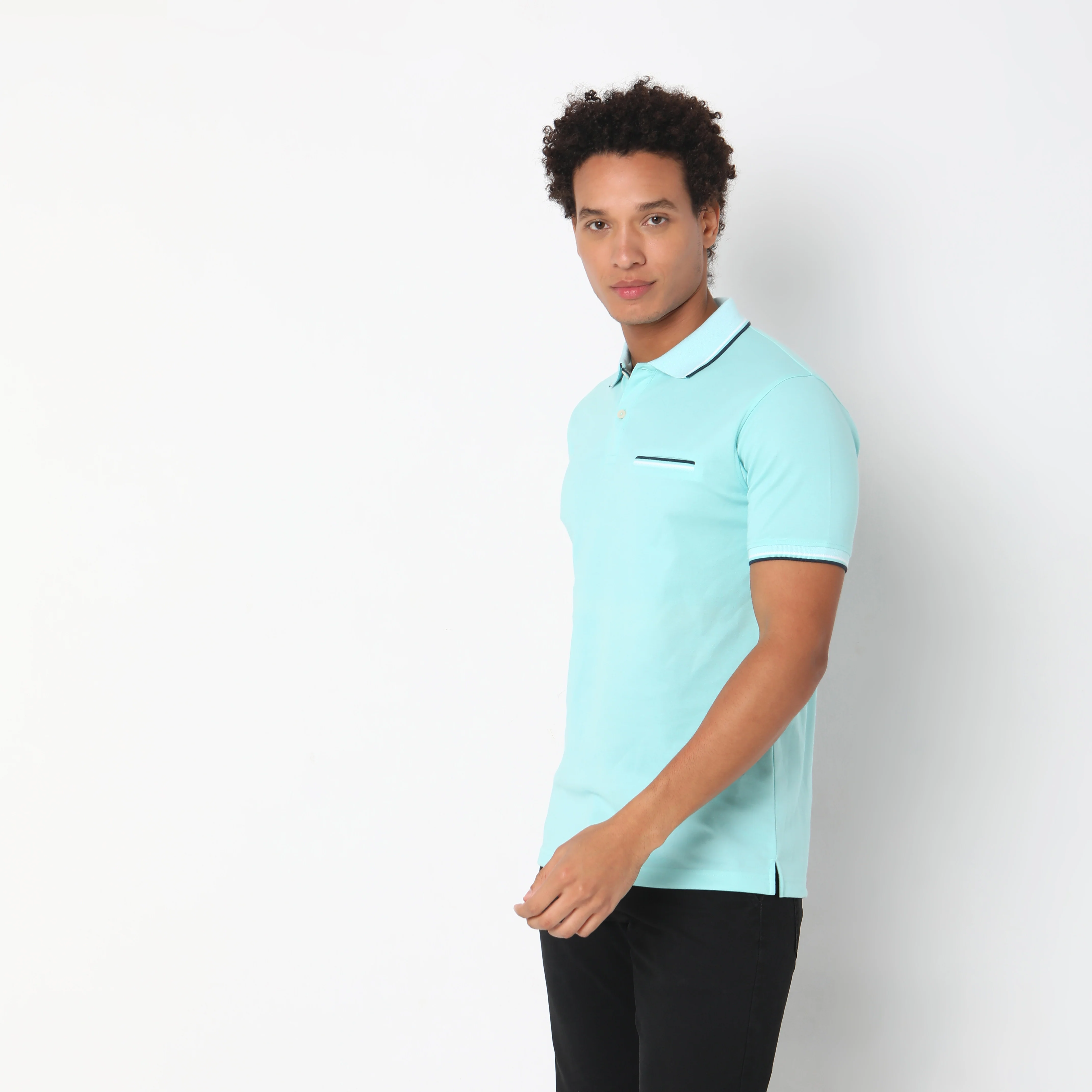 Persona™ Cotton Rich Micro Structure Bone Pocket Regular Fit Polo T-Shirt - Image 14