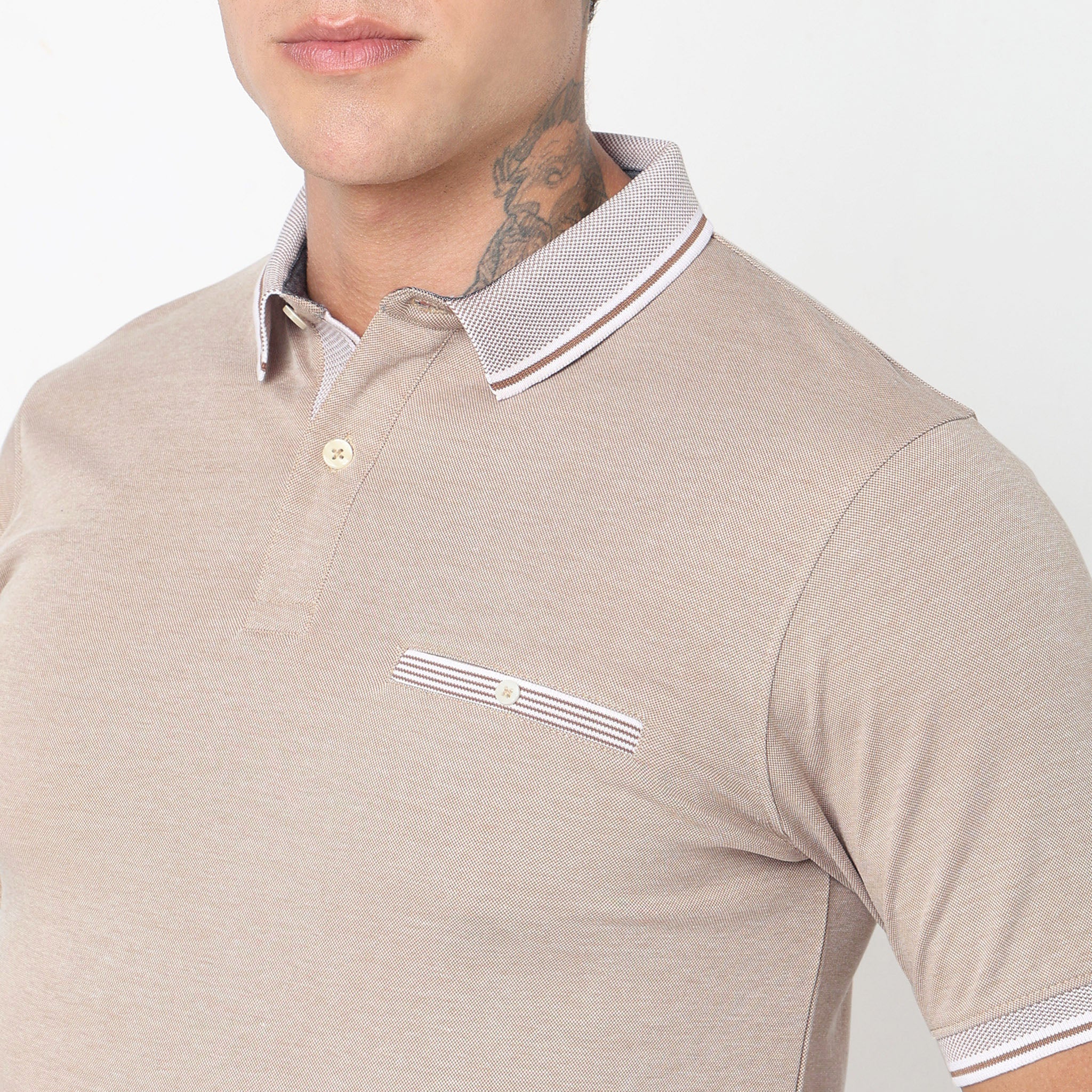 Persona™ Cotton Rich Micro Structure Bone Pocket Regular Fit Polo T-Shirt - Image 25