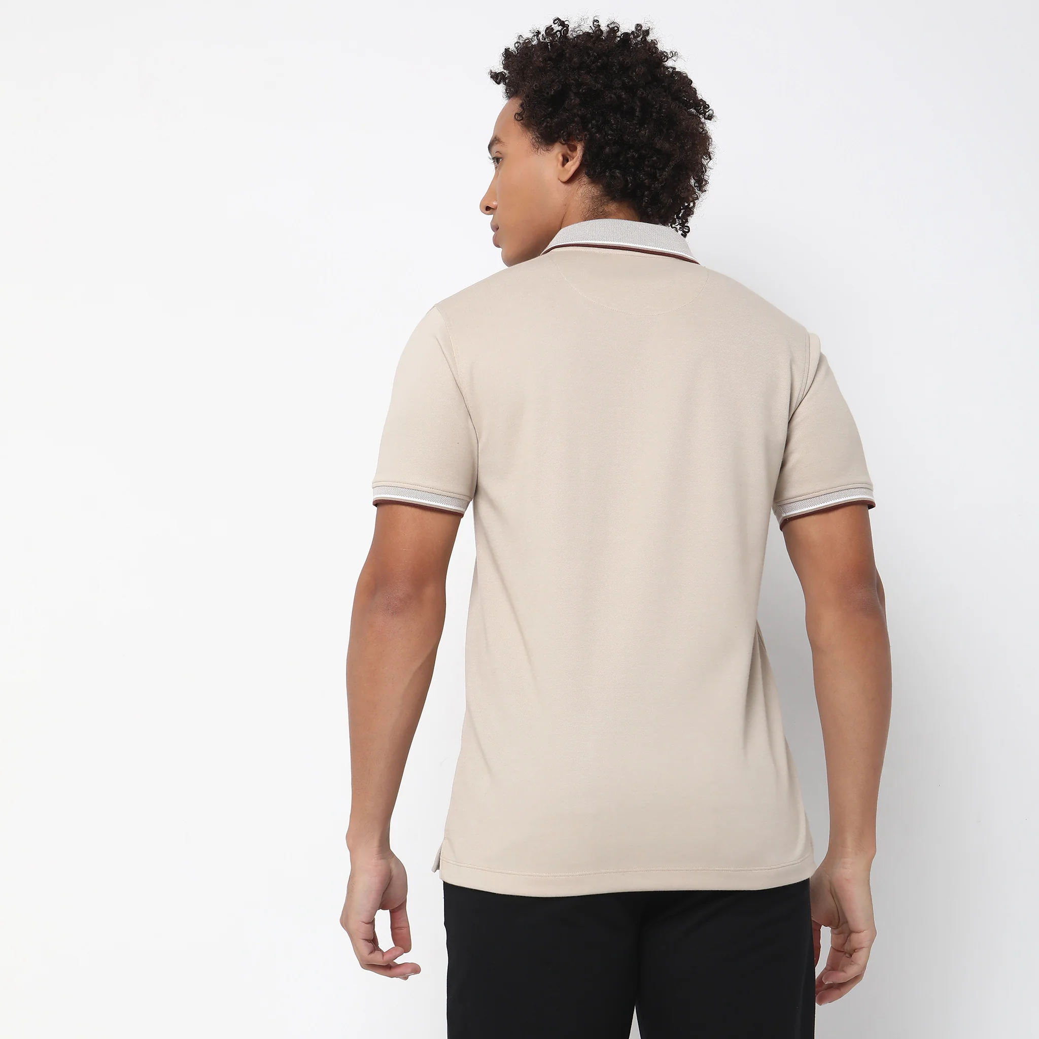 Persona™ Cotton Rich Micro Structure Bone Pocket Regular Fit Polo T-Shirt - Image 3