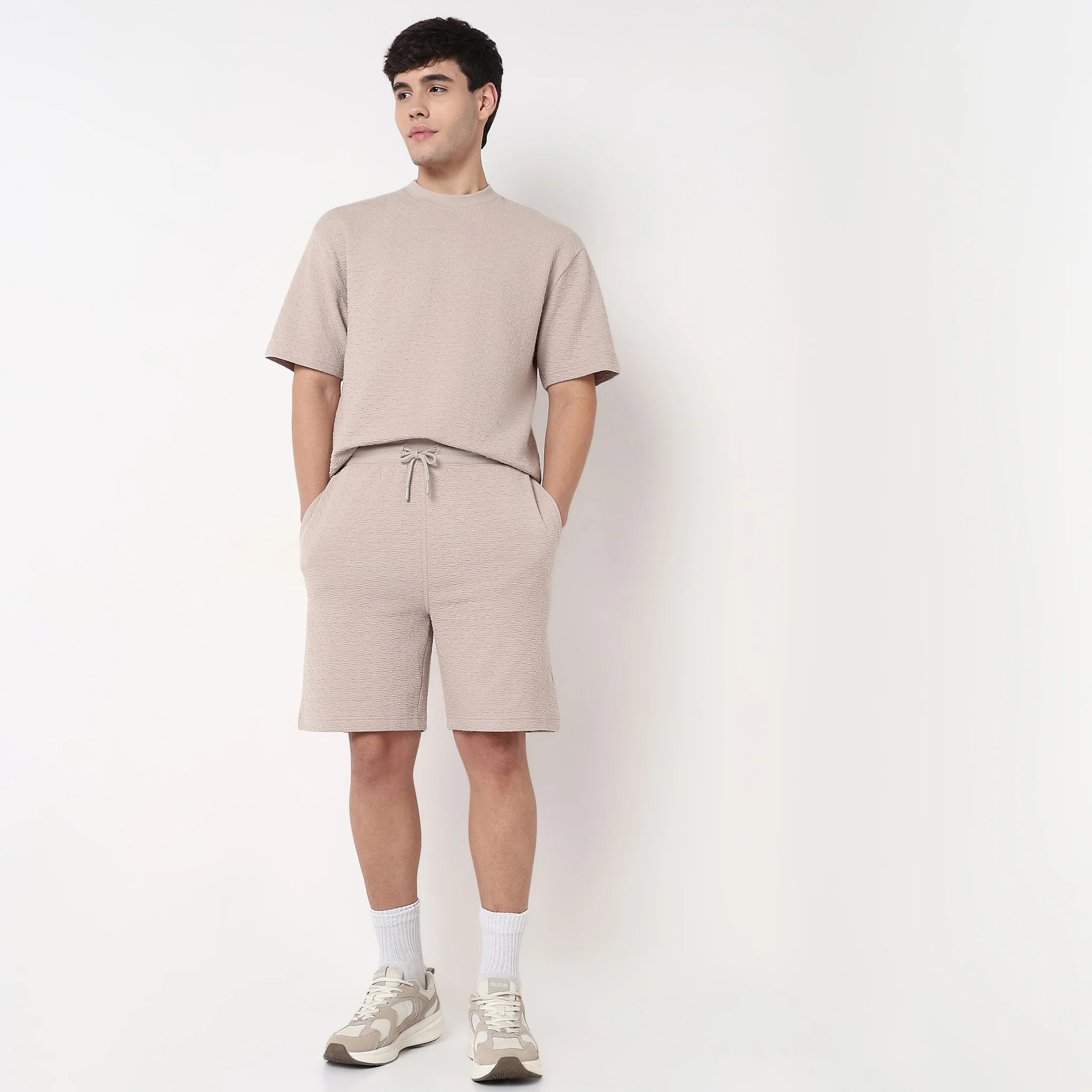 Above Knee Solid Structured Uniset Shorts - Image 6