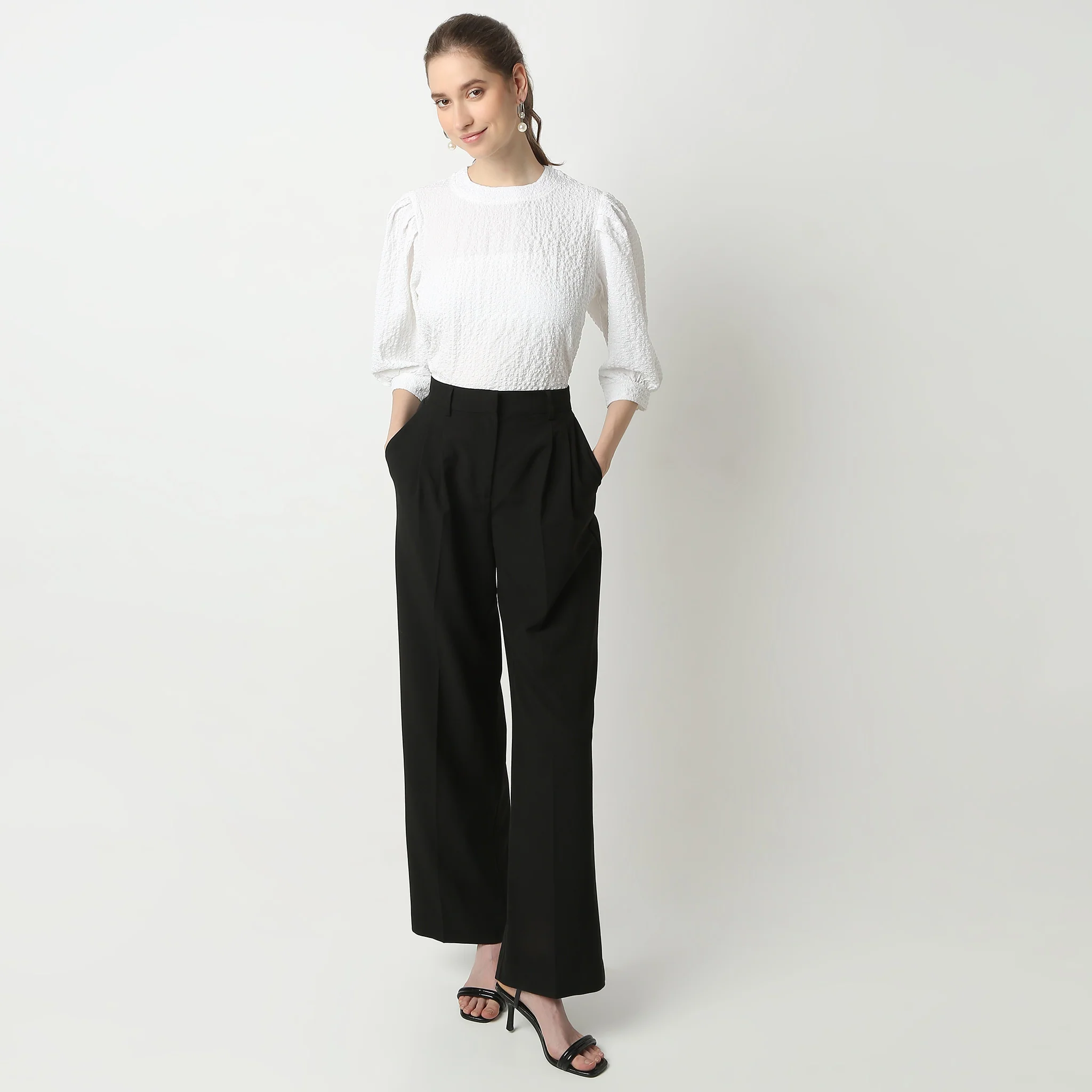 Structured Flared Elbow Sleeve Top - Image 11