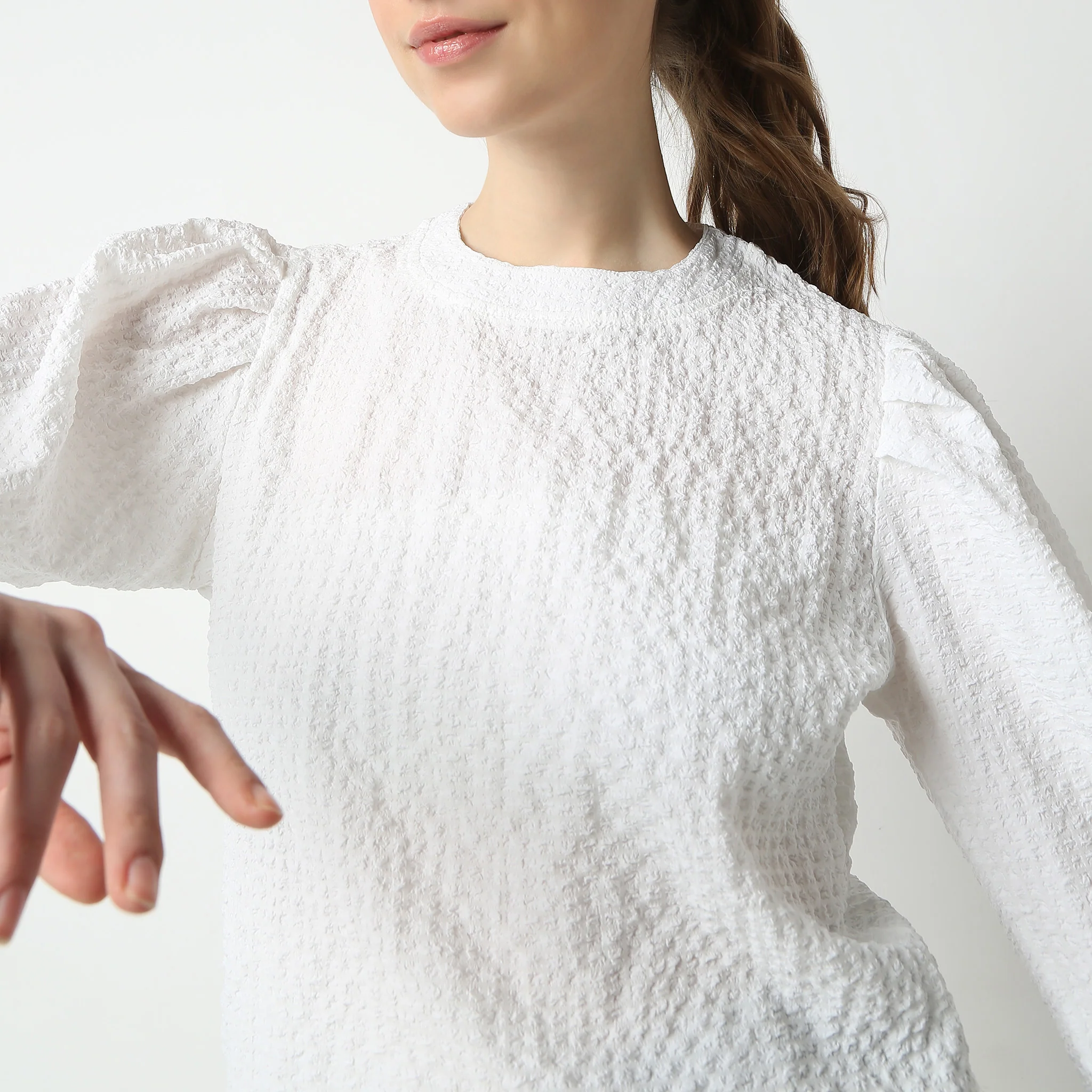 Structured Flared Elbow Sleeve Top - Image 14