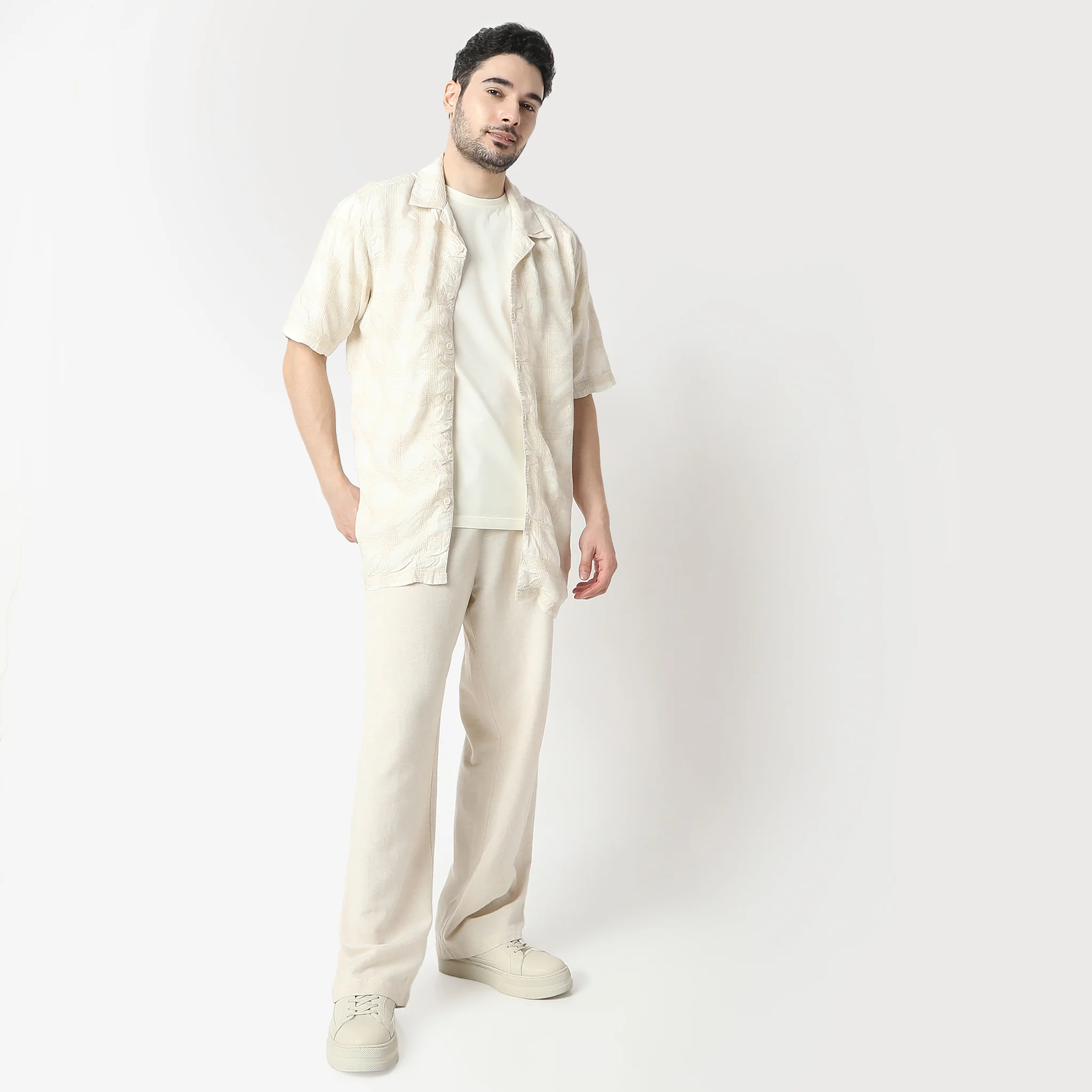 Structured Camp Collar Mood Half Sleeve Cuban Shirt