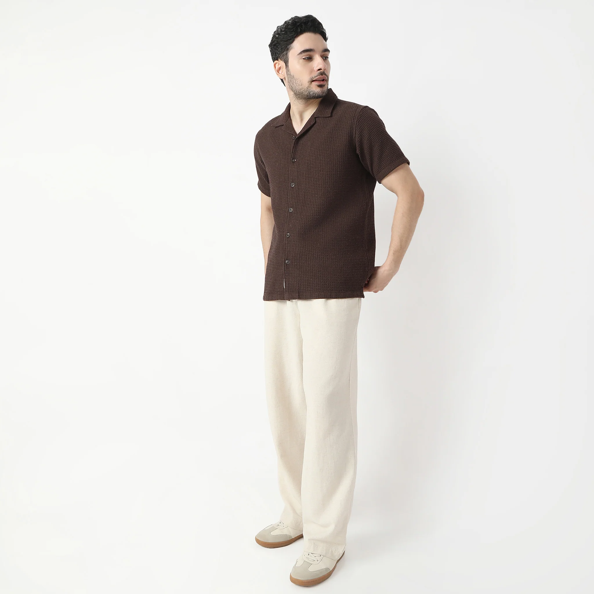 BAEᵉˣ Shirt Structured Camp Collar Half Sleeve Cuban