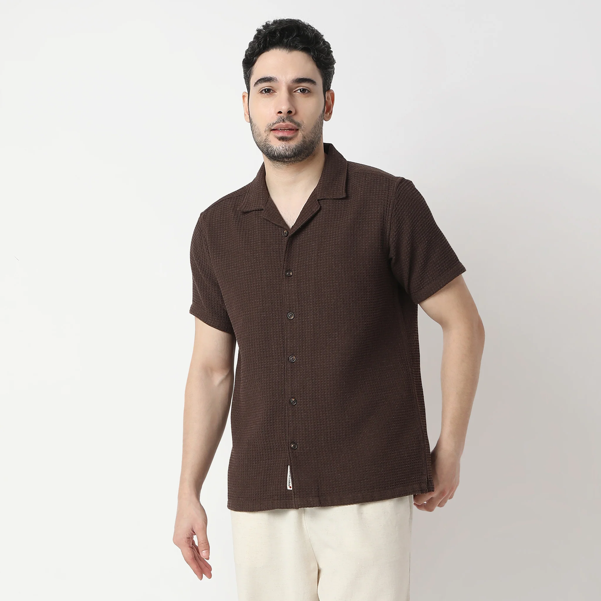 BAEᵉˣ Shirt Structured Camp Collar Half Sleeve Cuban - Image 2