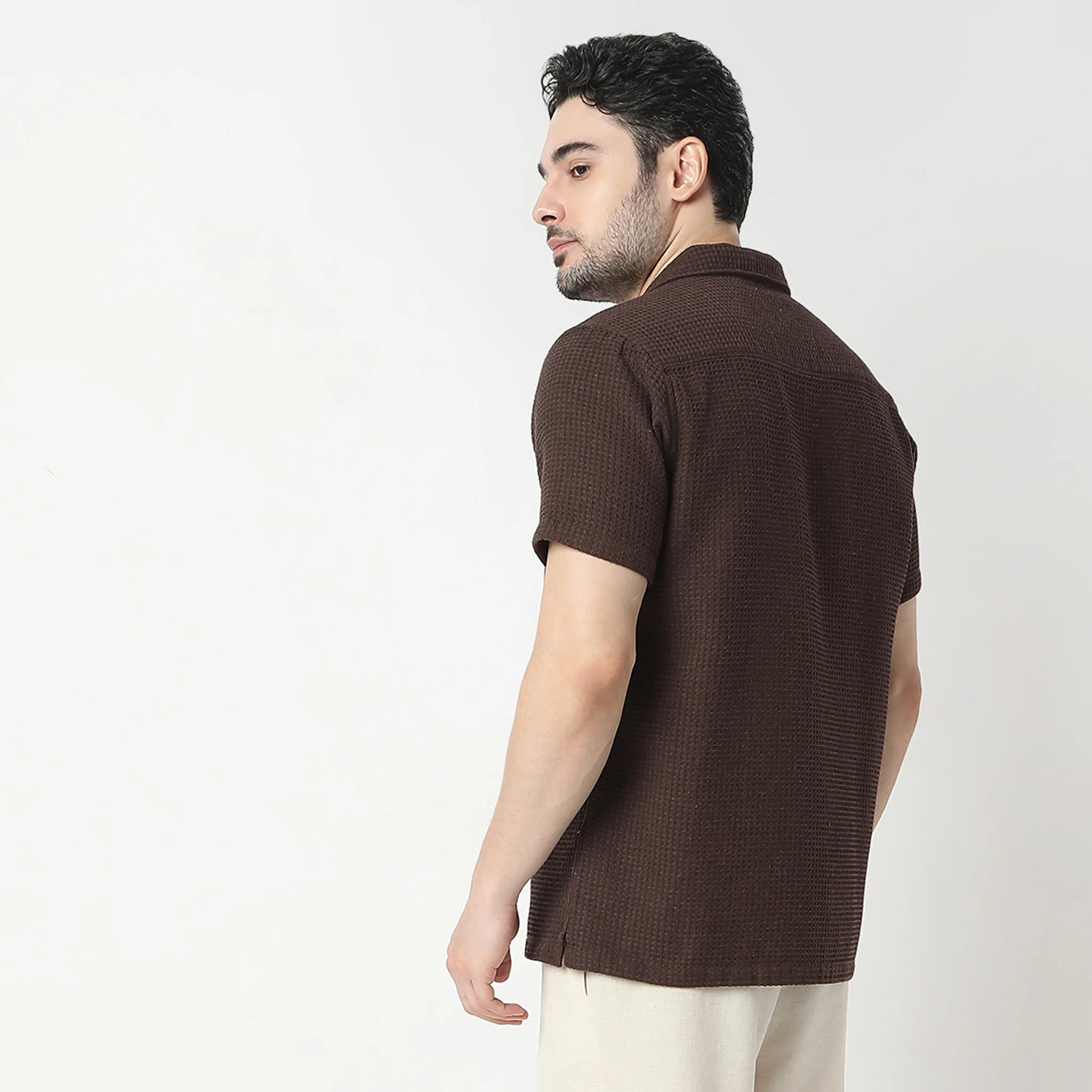BAEᵉˣ Shirt Structured Camp Collar Half Sleeve Cuban - Image 3