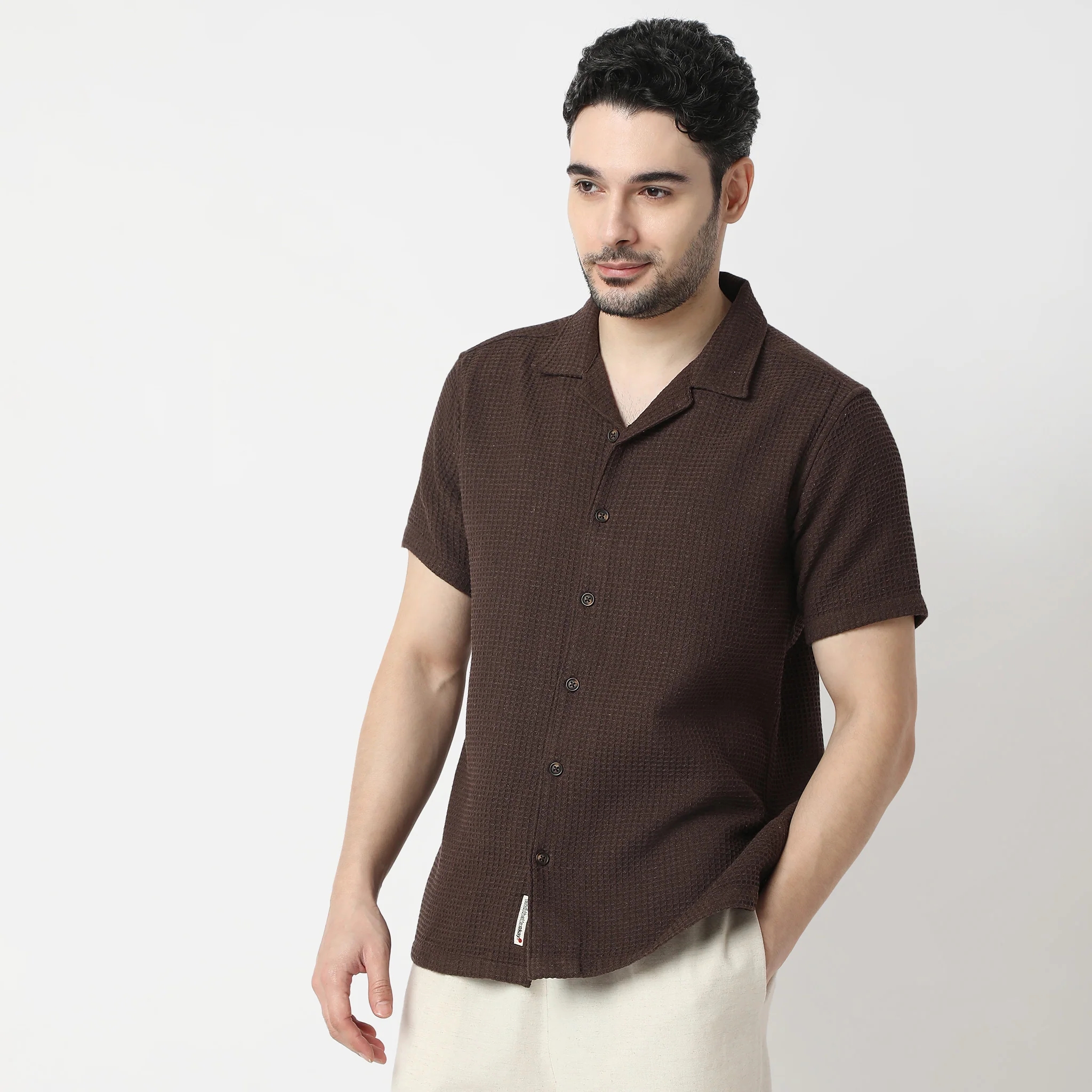 BAEᵉˣ Shirt Structured Camp Collar Half Sleeve Cuban - Image 4