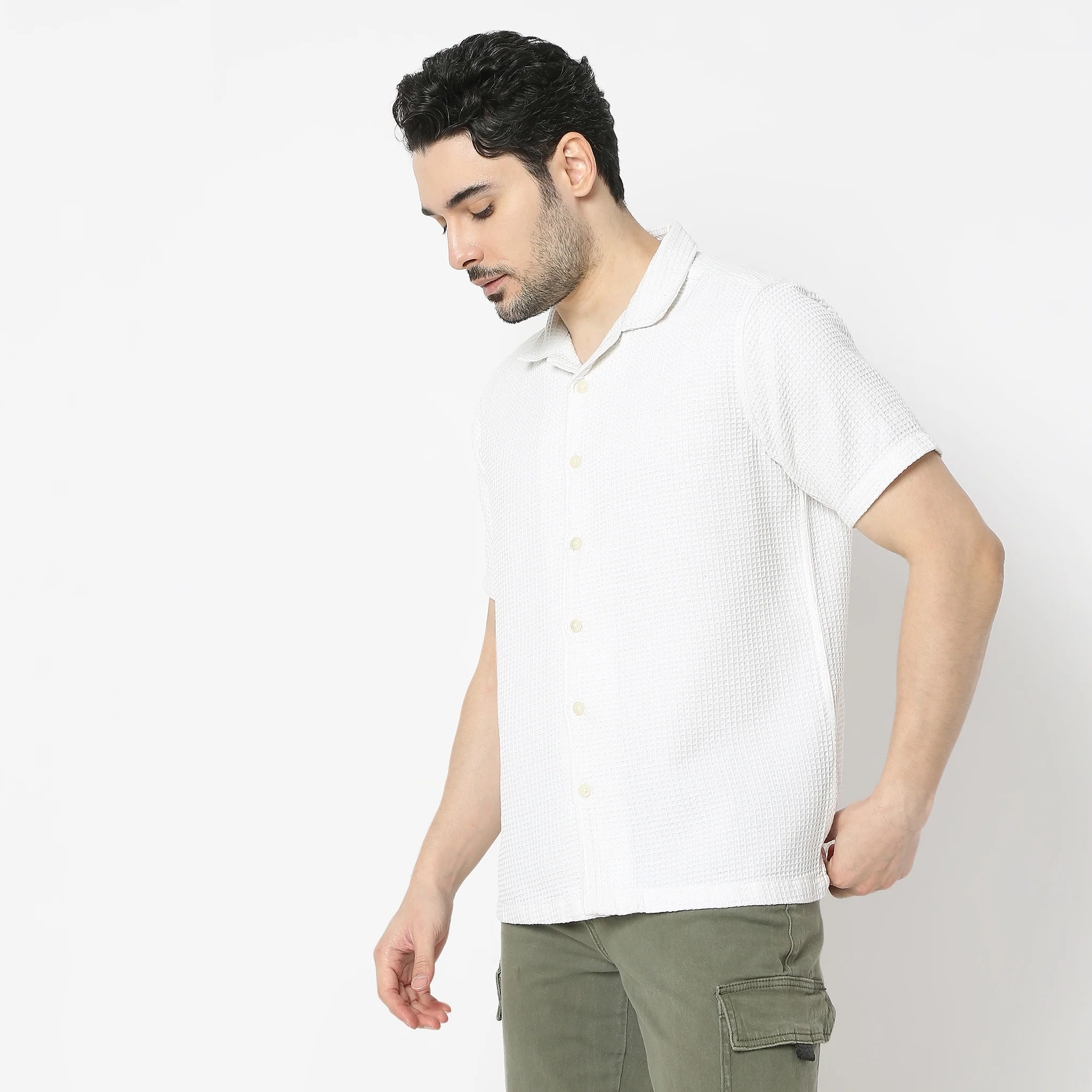 BAEᵉˣ Shirt Structured Camp Collar Half Sleeve Cuban - Image 9