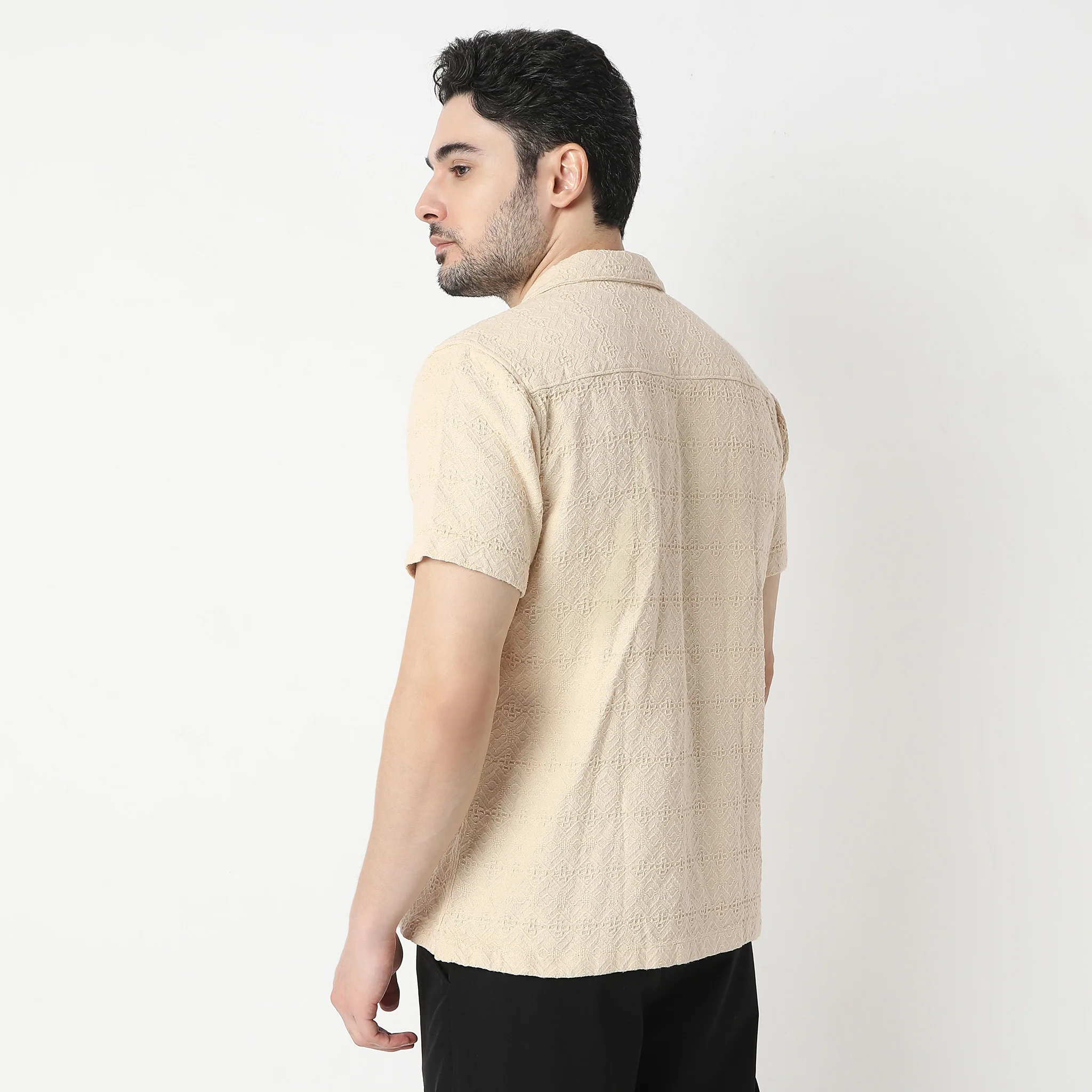 Structured Camp Collar Bae Half Sleeve Cuban Shirt - Image 3
