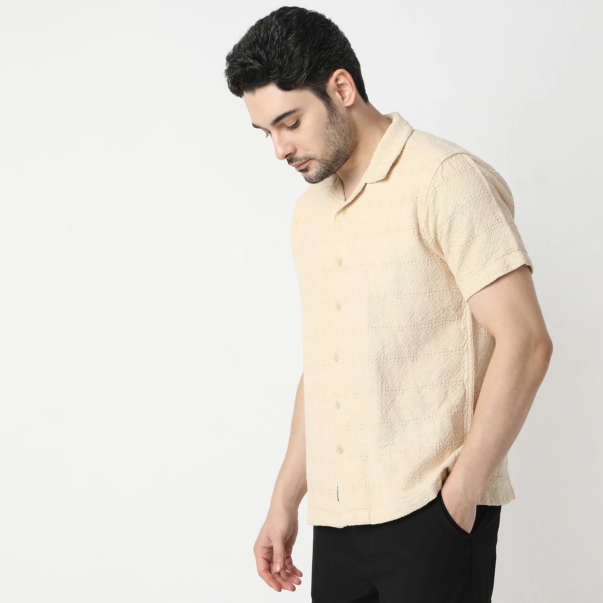 Structured Camp Collar Bae Half Sleeve Cuban Shirt - Image 4