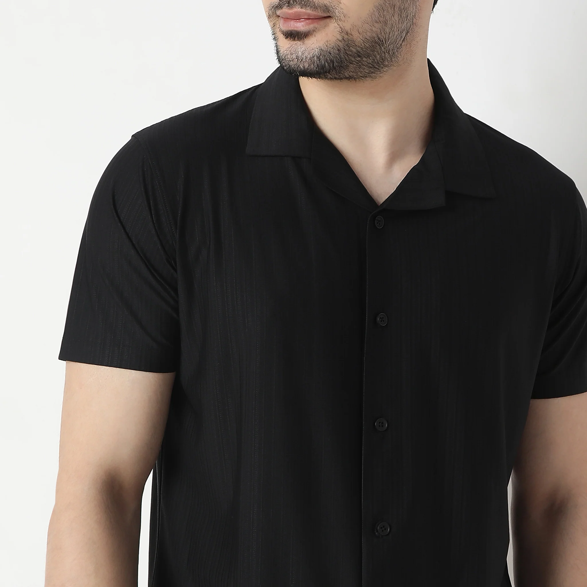 Structured Camp Collar Bae Half Sleeve Cuban Shirt - Image 10