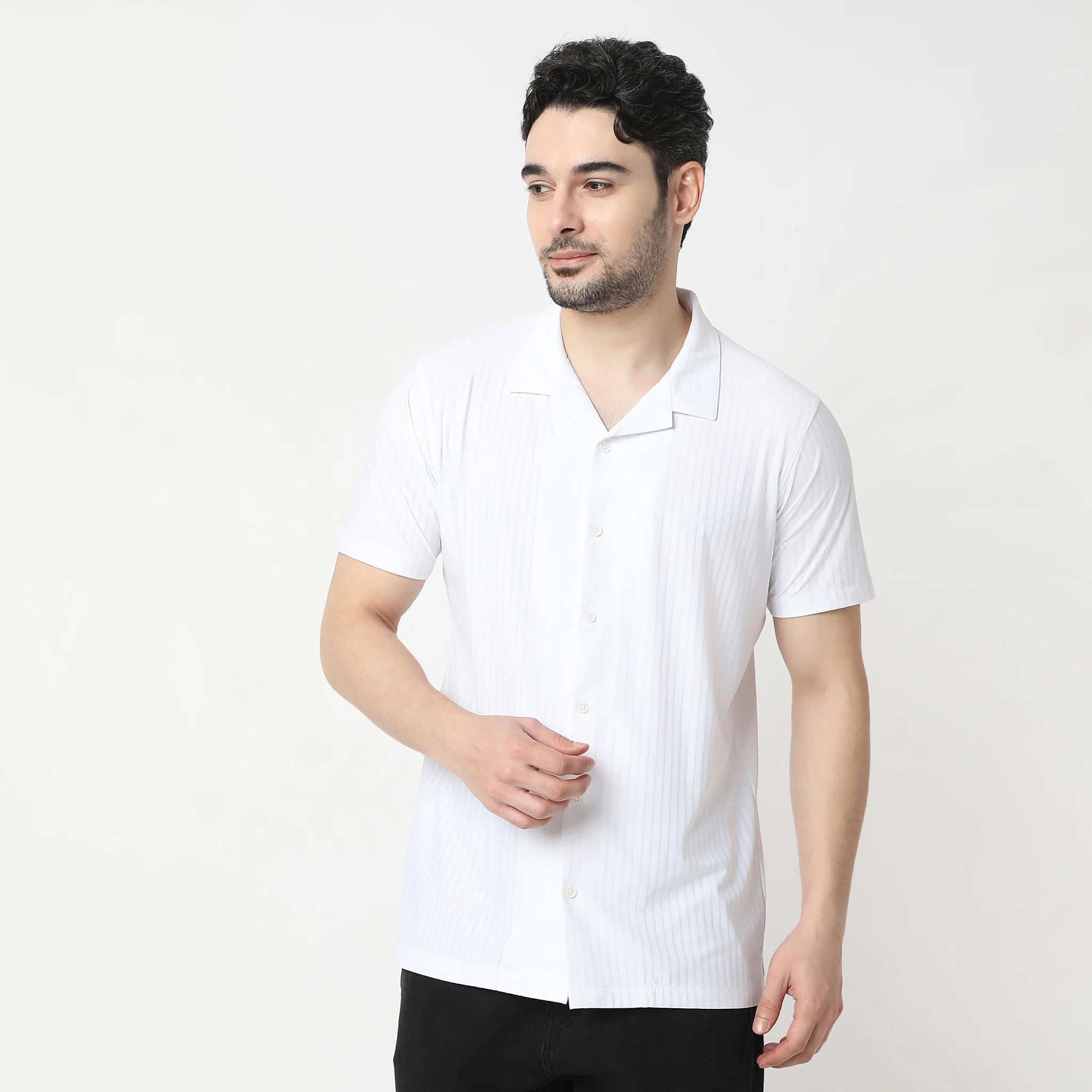Structured Camp Collar Bae Half Sleeve Cuban Shirt - Image 2