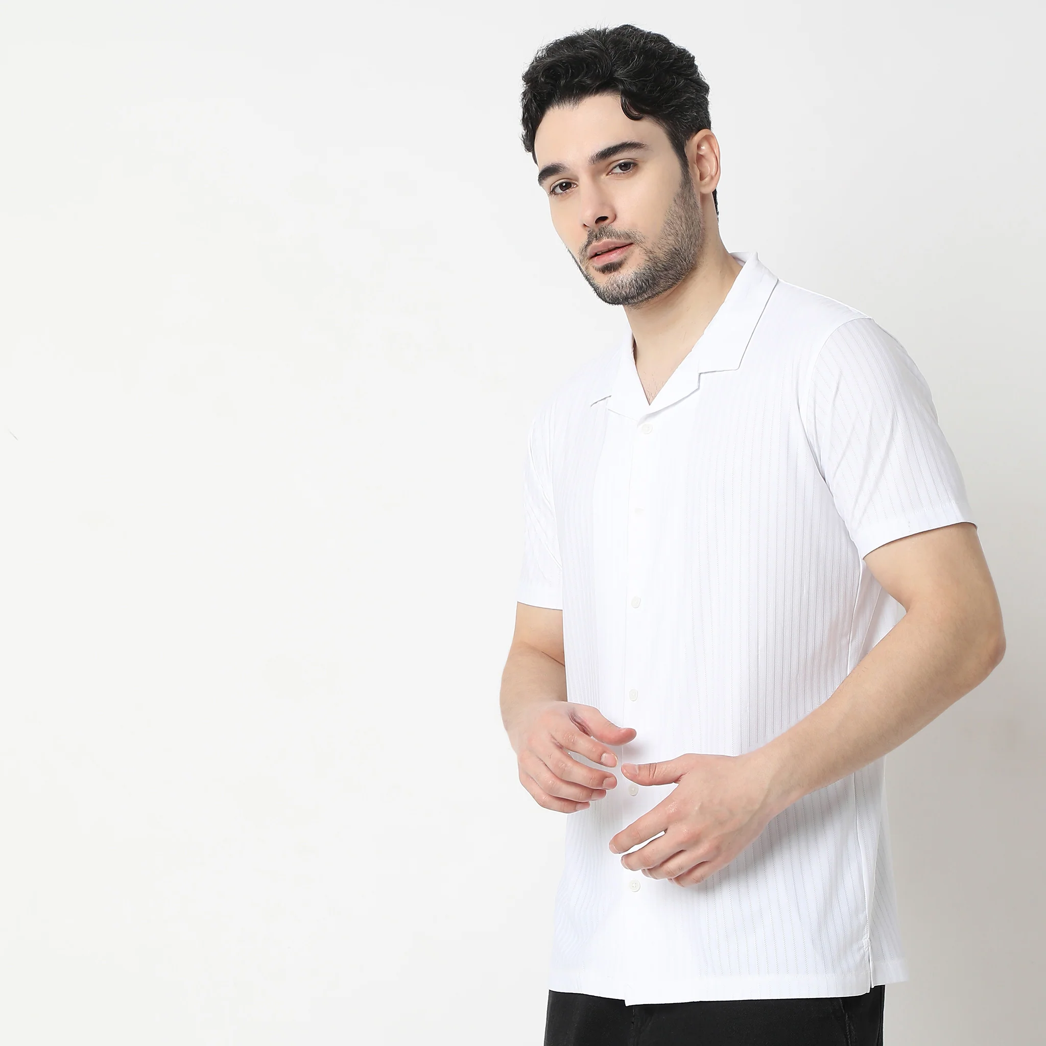 Structured Camp Collar Bae Half Sleeve Cuban Shirt - Image 4