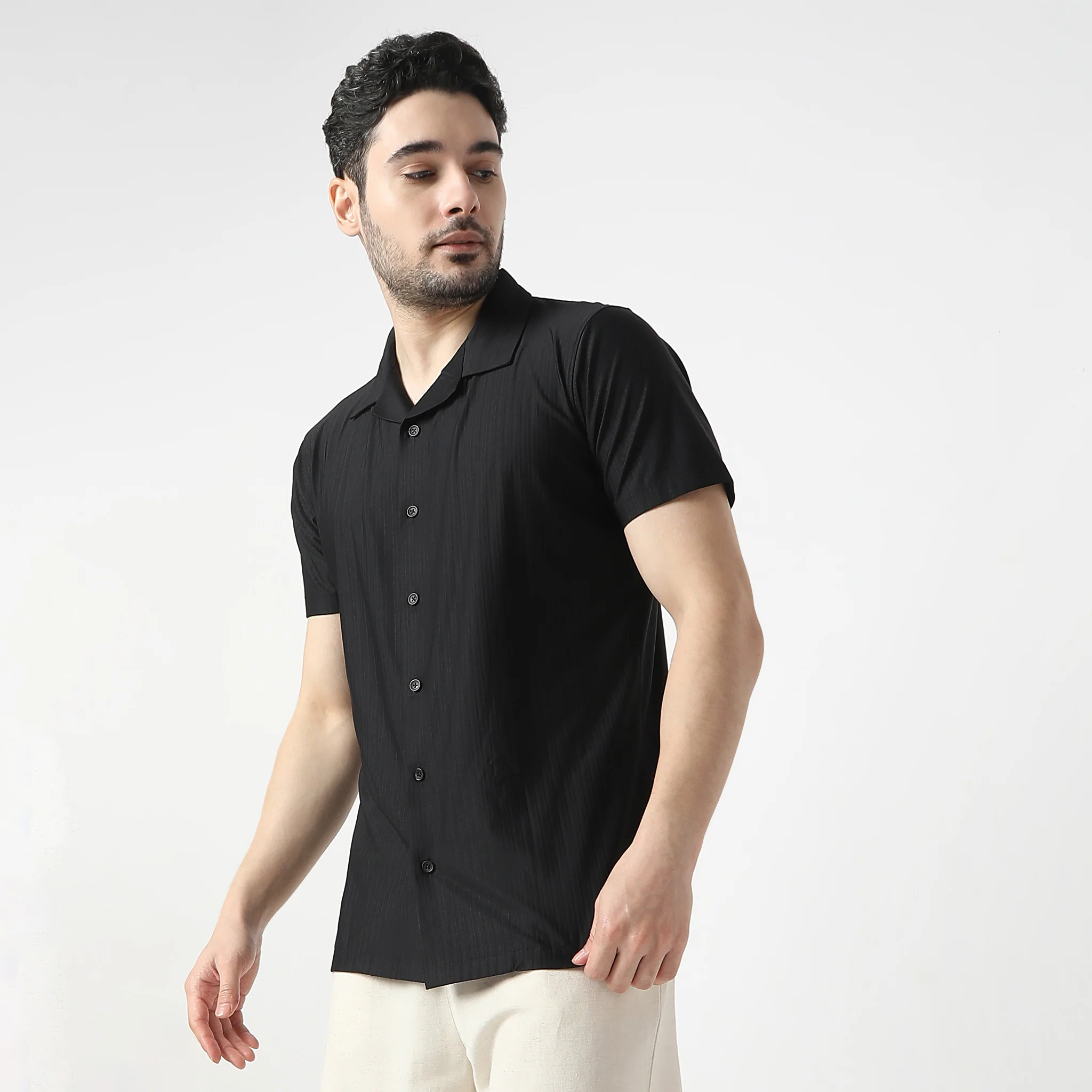 Structured Camp Collar Bae Half Sleeve Cuban Shirt - Image 9