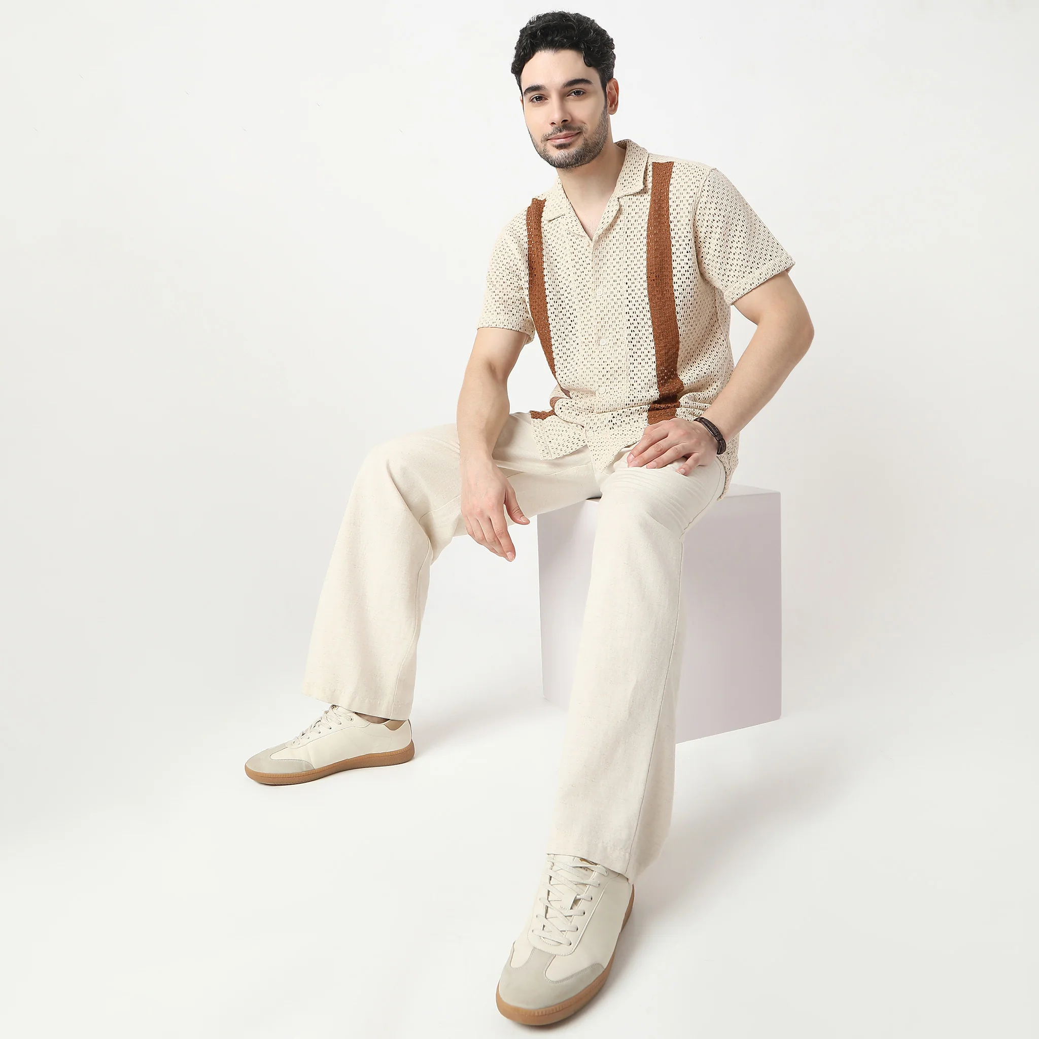 Structured Camp Collar Mood Half Sleeve Cuban Shirt - Image 6