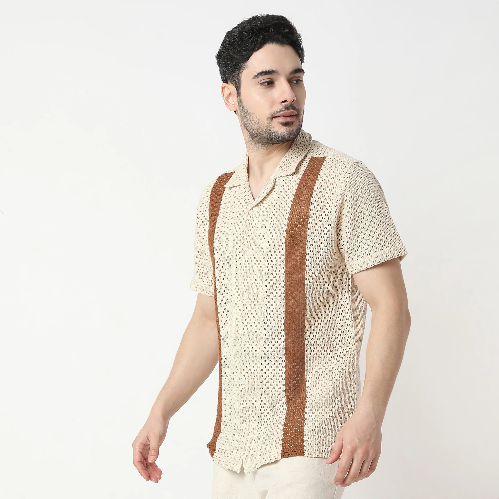 Structured Camp Collar Mood Half Sleeve Cuban Shirt - Image 9
