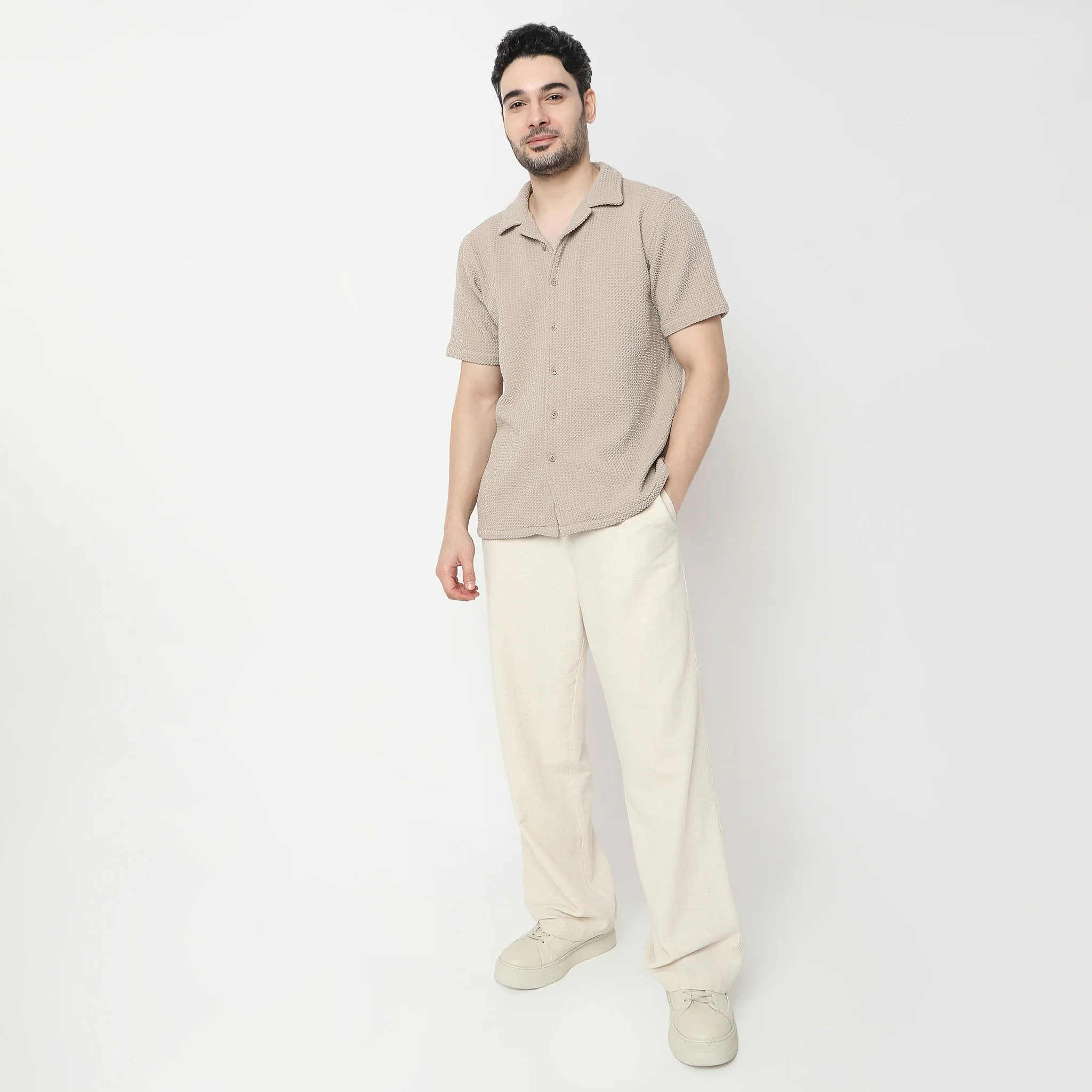 BAEᵉˣ Shirt Structured Half Sleeve Cuban Collar Shirt - Image 2