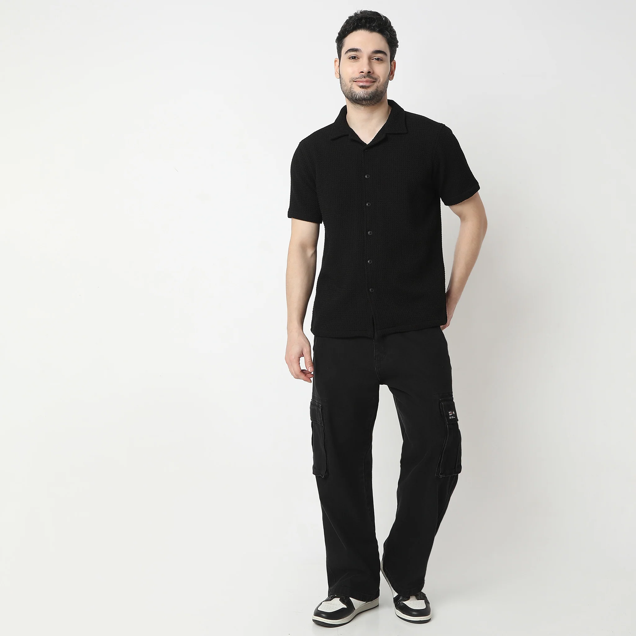 BAEᵉˣ Shirt Structured Half Sleeve Cuban Collar Shirt - Image 7