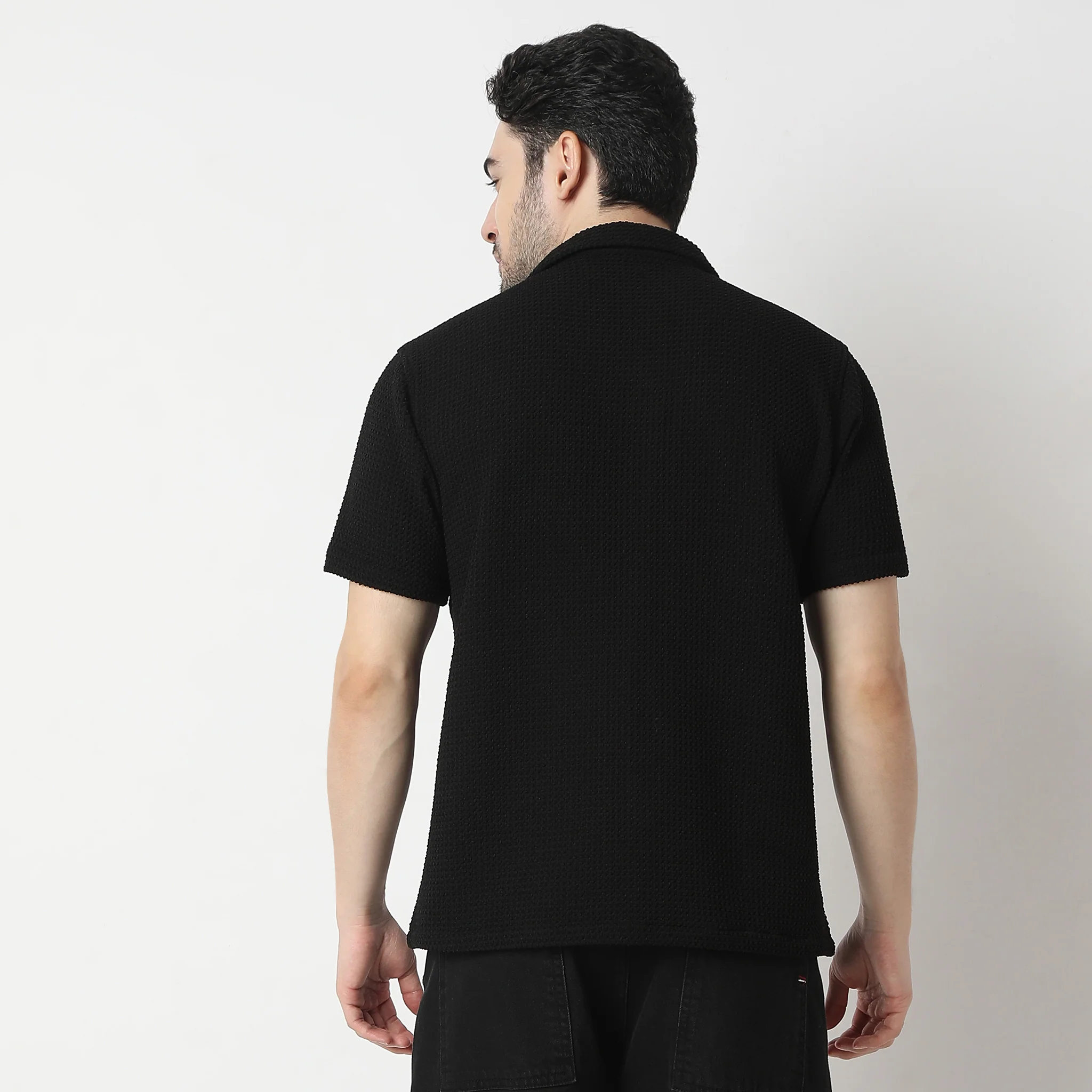 BAEᵉˣ Shirt Structured Half Sleeve Cuban Collar Shirt - Image 8