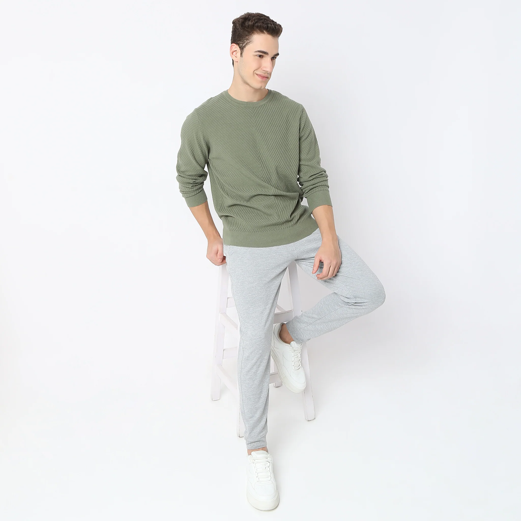 Regular Fit Structured Flat Knit Sweater - Image 6