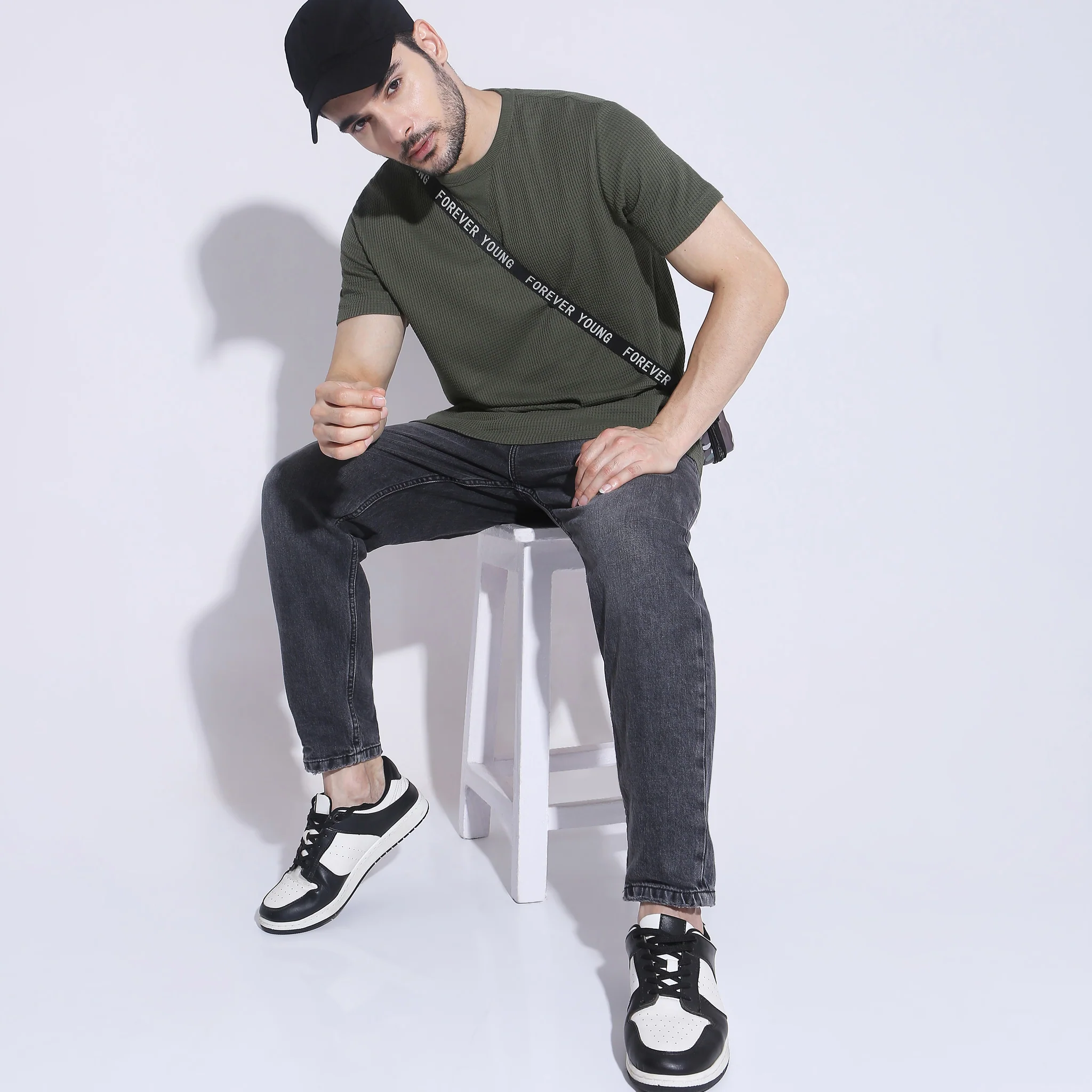 Camper Crew Neck Structured Full Sleeve T-Shirt