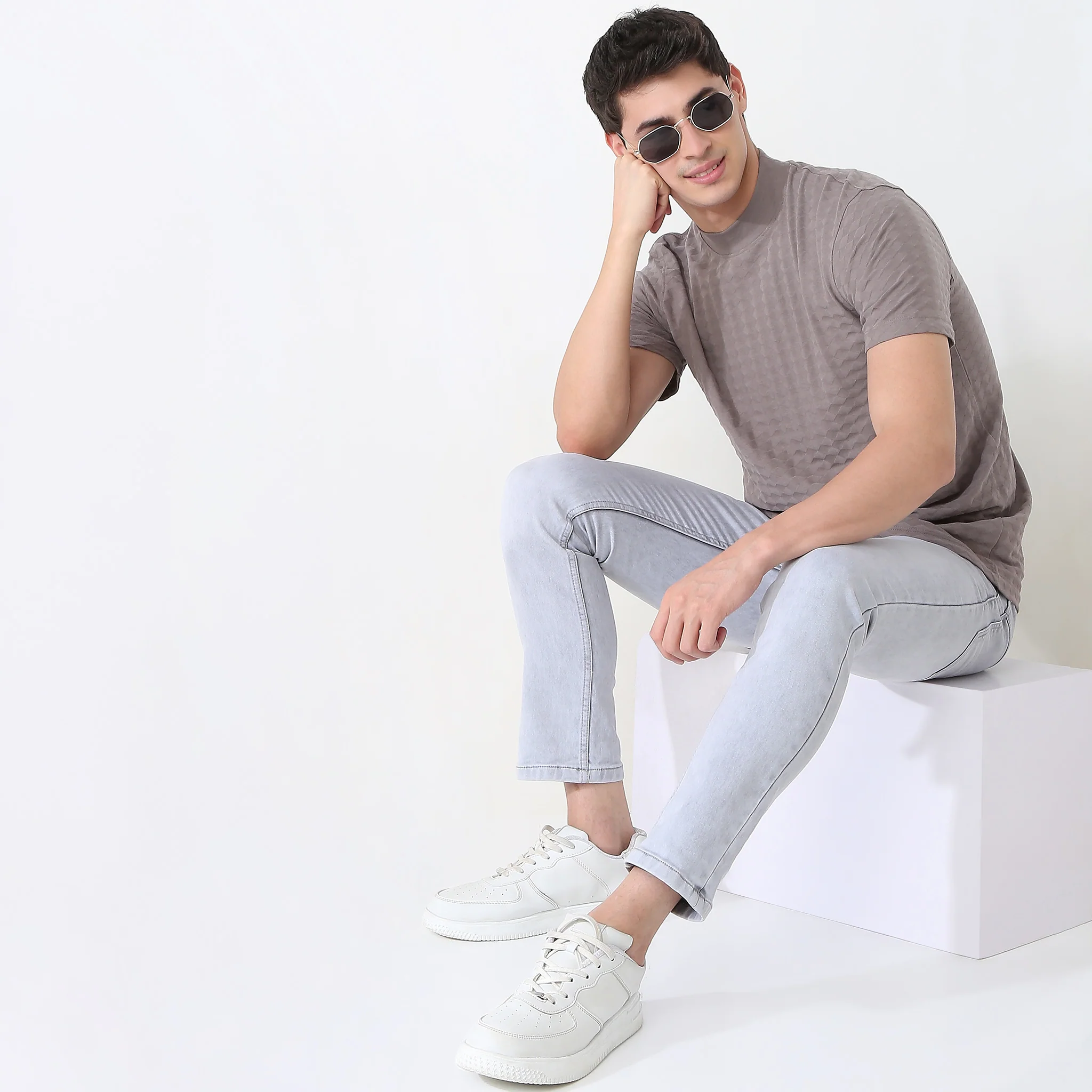 Modern Smart Diamond Structure Jersey Knit - Regular Fit Crew T-Shirt - Image 11
