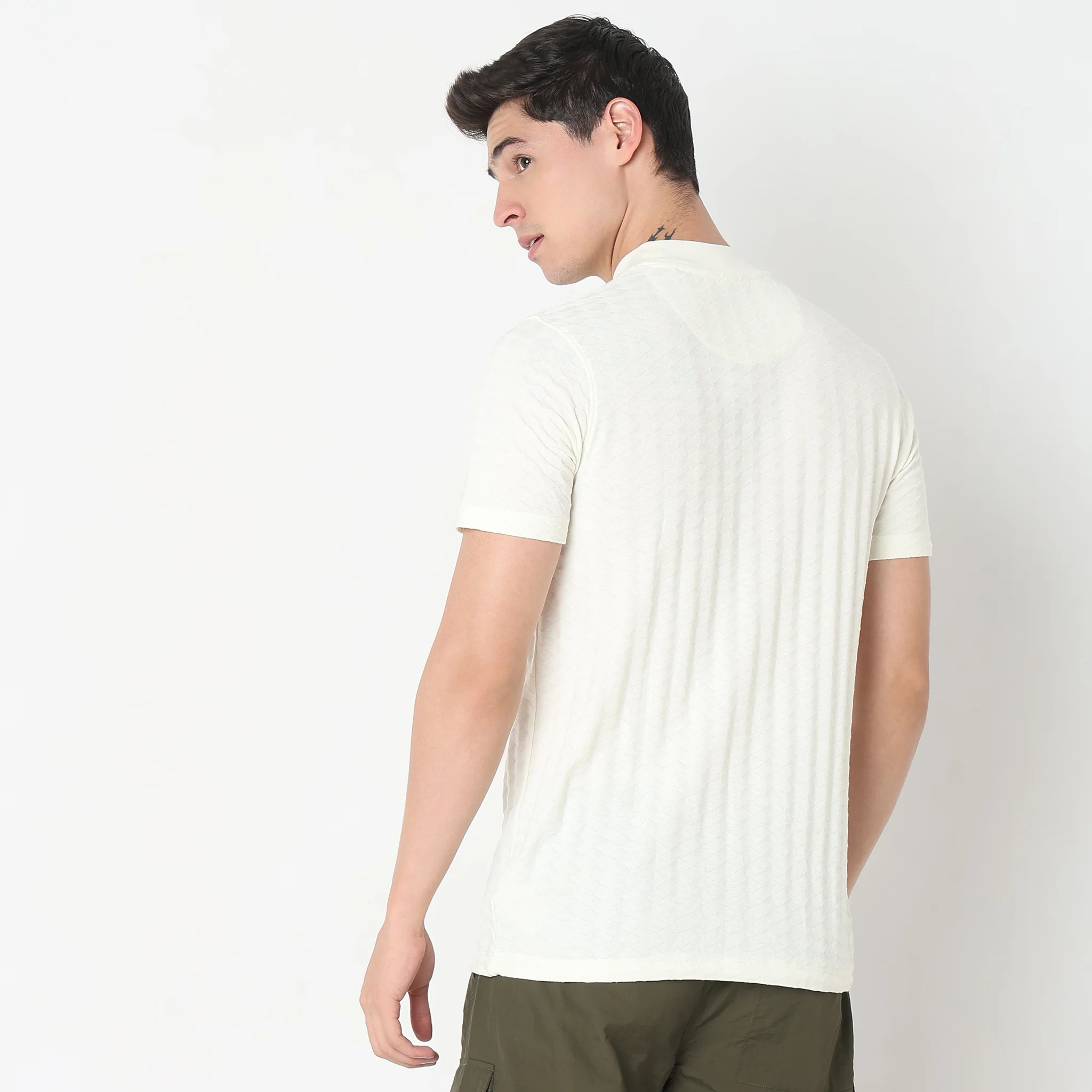 Modern Smart Diamond Structure Jersey Knit - Regular Fit Crew T-Shirt - Image 3