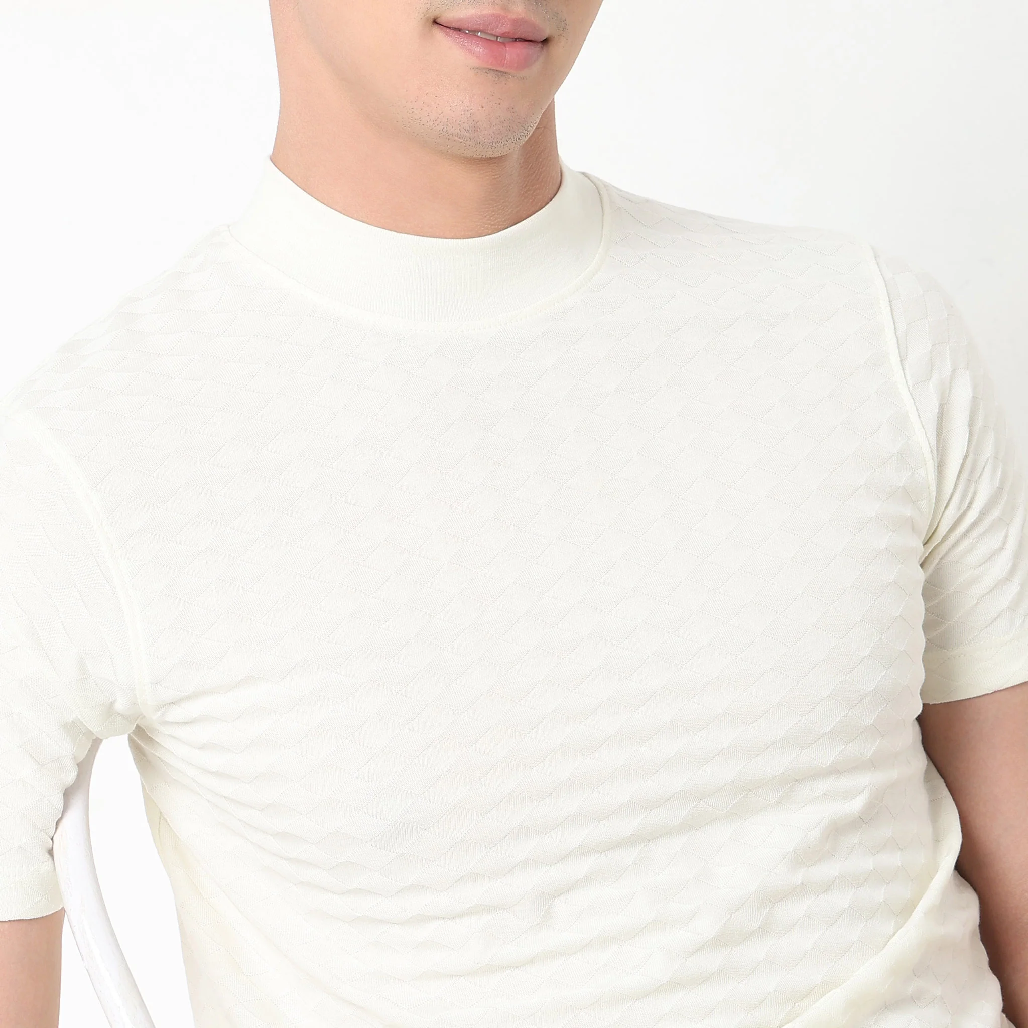 Modern Smart Diamond Structure Jersey Knit - Regular Fit Crew T-Shirt - Image 5