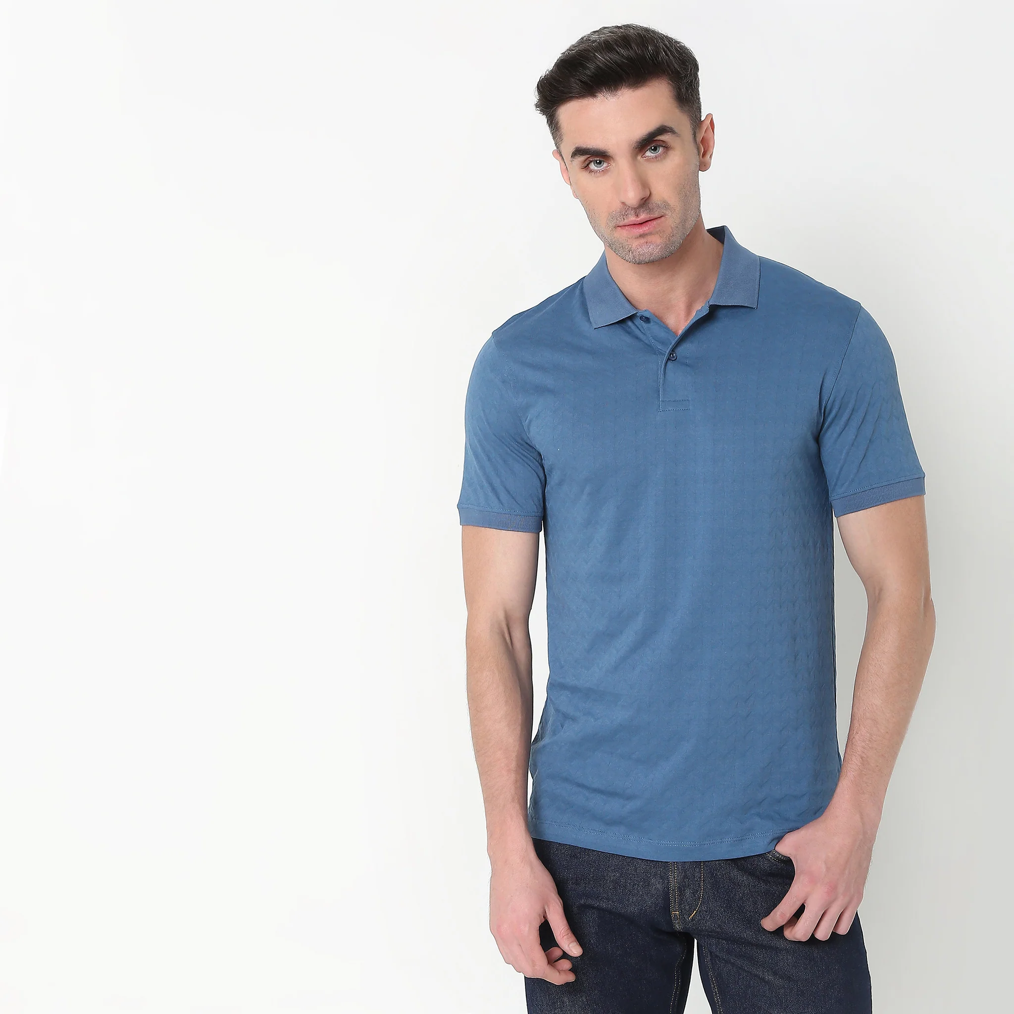Knitted Structured Polo T-Shirt - Image 2