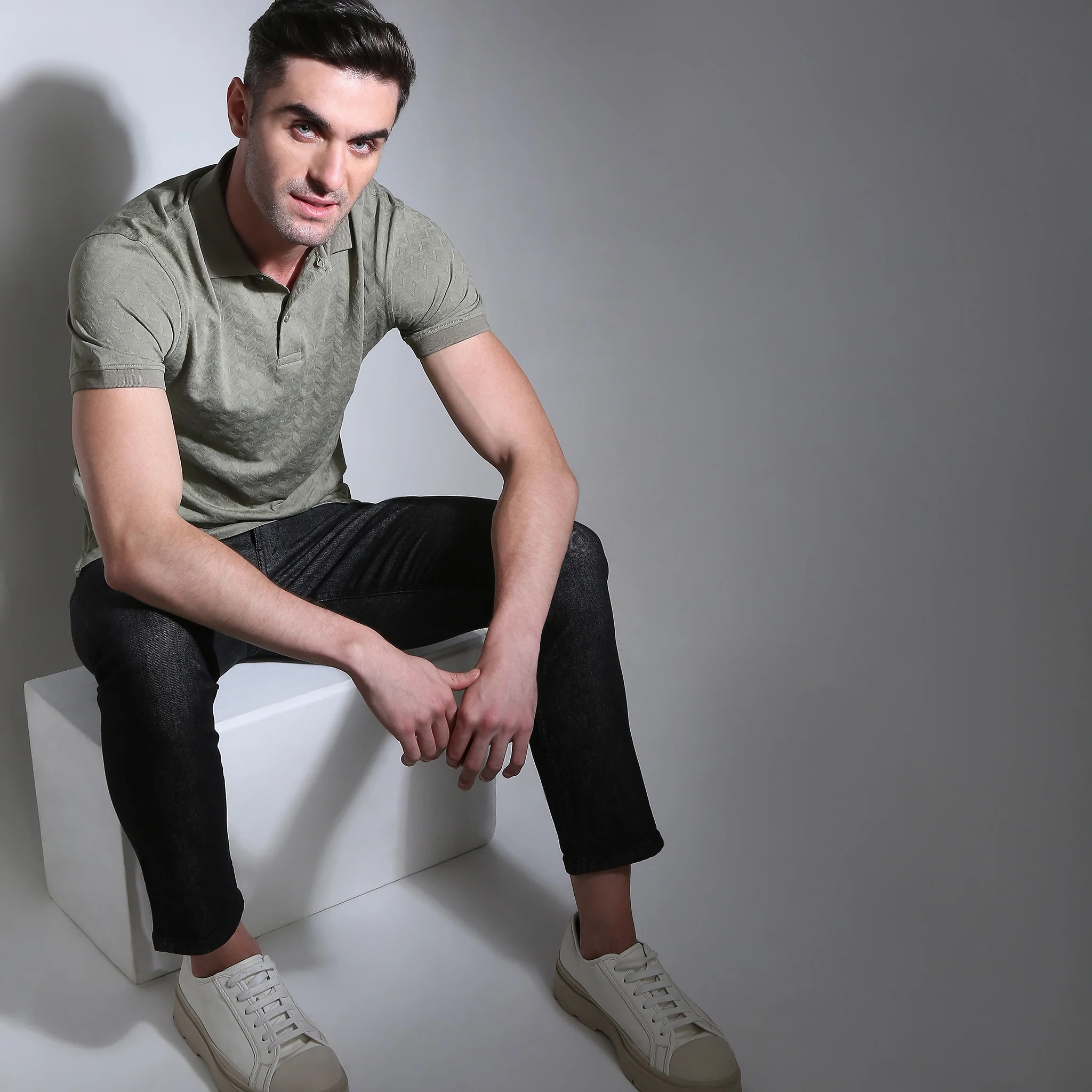 Knitted Structured Polo T-Shirt - Image 6